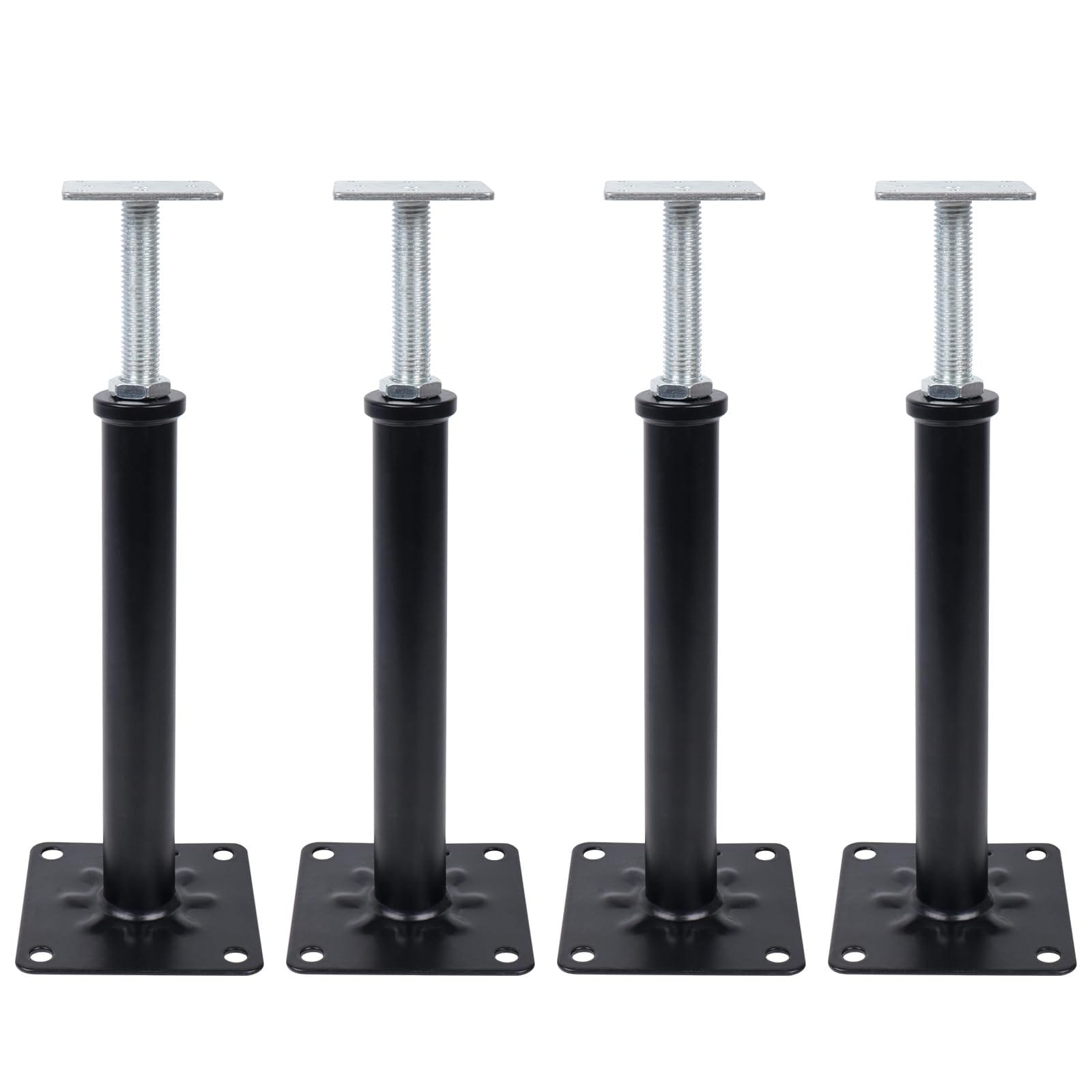 Etokfoks  4 Pack Adjustable House Floor Jack 16 to 20 in Height Galvanized Steel Support Post for Beams Decks Crawl Spaces