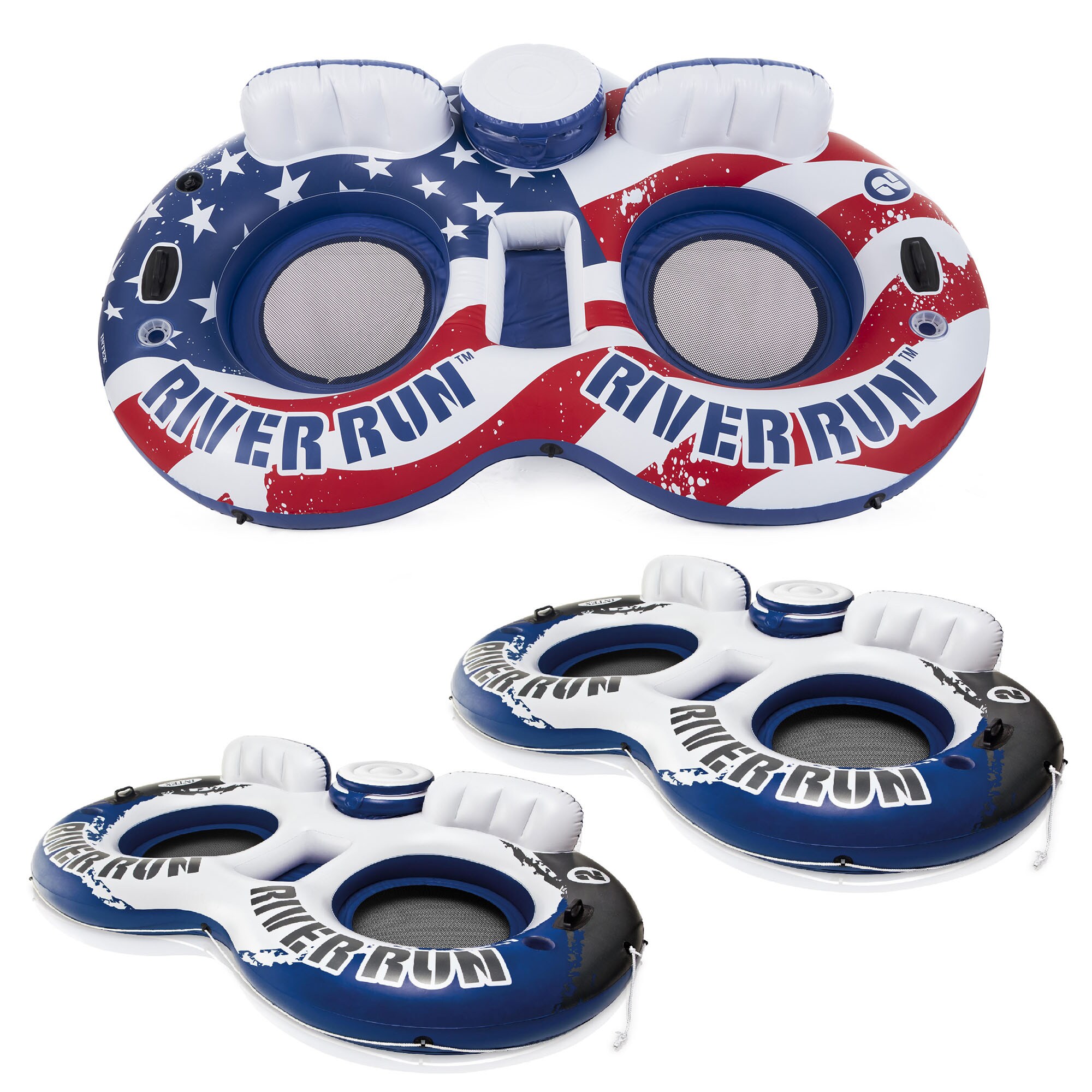 Intex 173592  American Flag 2 Person Float and River Run II 2 Person Float (2 Pack)