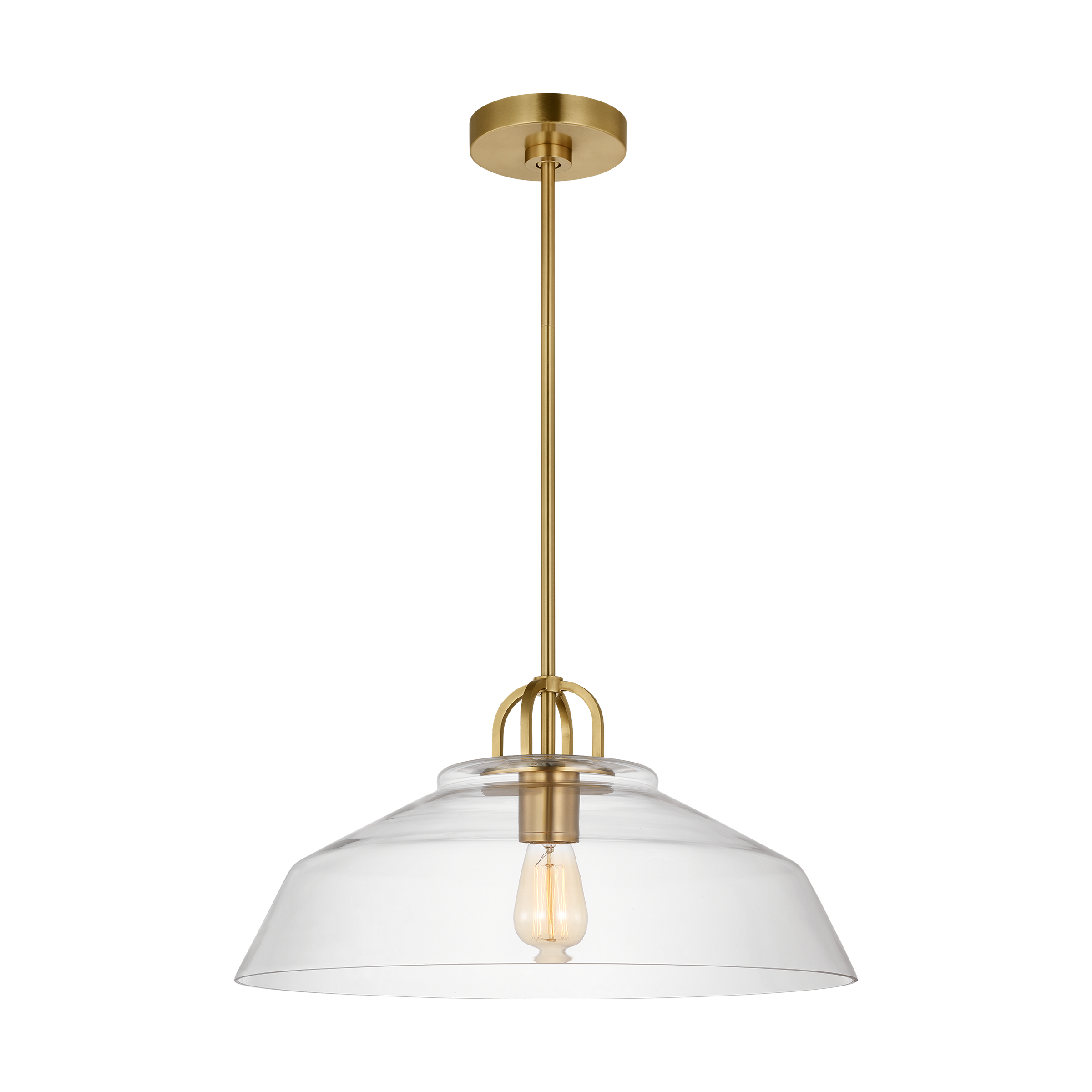 Scott Living DJP1131SB Payton Satin Brass Transitional Clear glass Geometric Medium Hanging Pendant light
