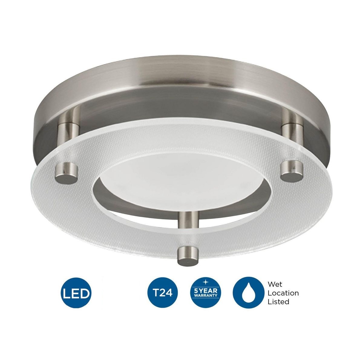 Brushed Nickel Glass LED Flush Mount Light, 6.62"