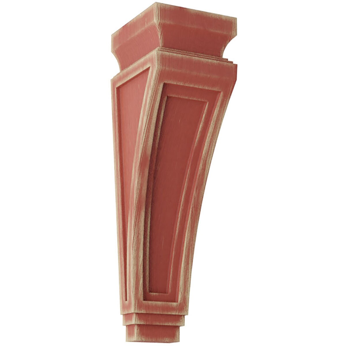 Ekena Millwork CORWD03X04X14ARRD 3.875-in x 4.5-in x 14-in Vintage Decor Finished Rubberwood Red Wood Paintable/Stainable Corbel