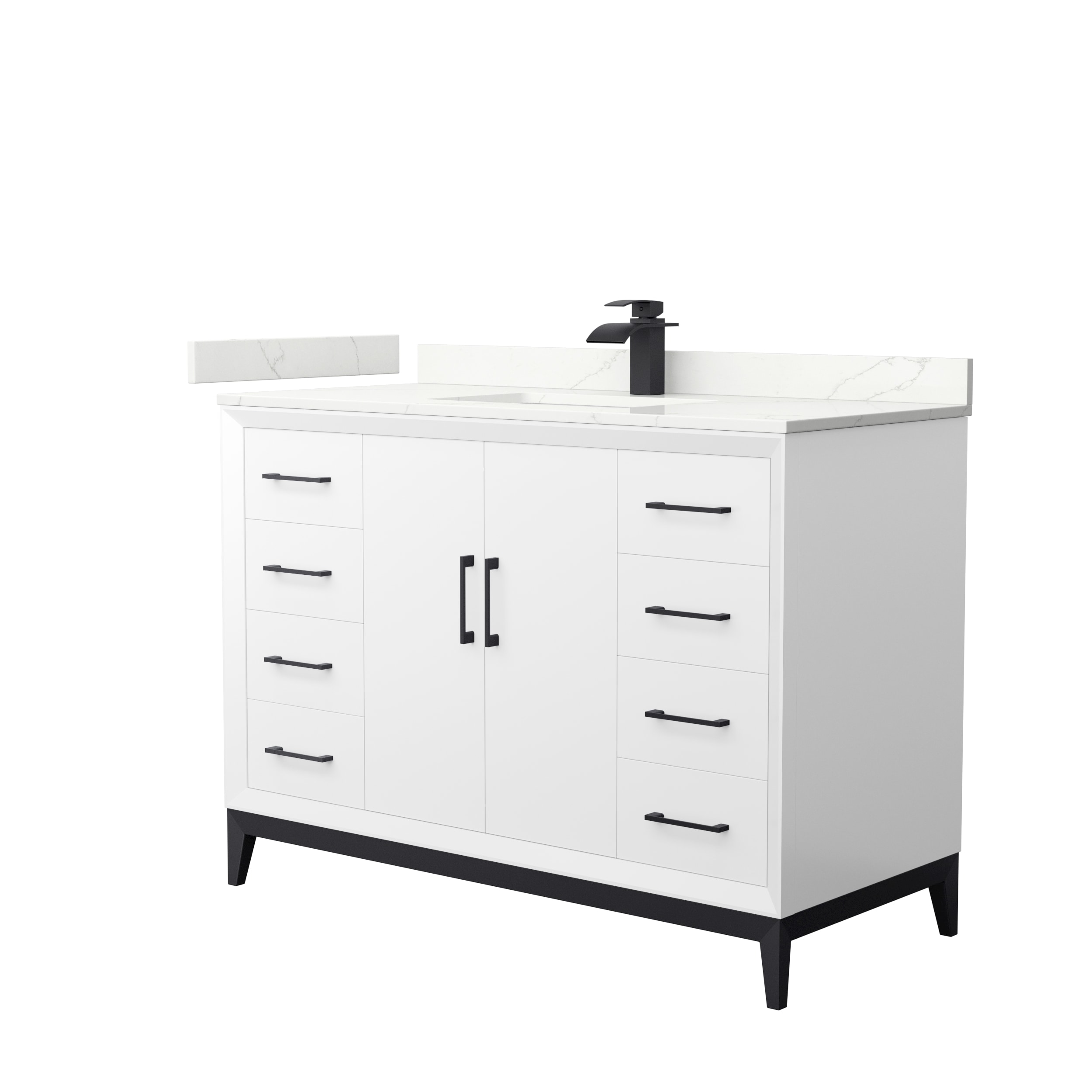 Wyndham Collection WCH818148SWBGTUNSMXX Amici 48-in White Undermount Single Sink Bathroom Vanity with Giotto Quartz Top