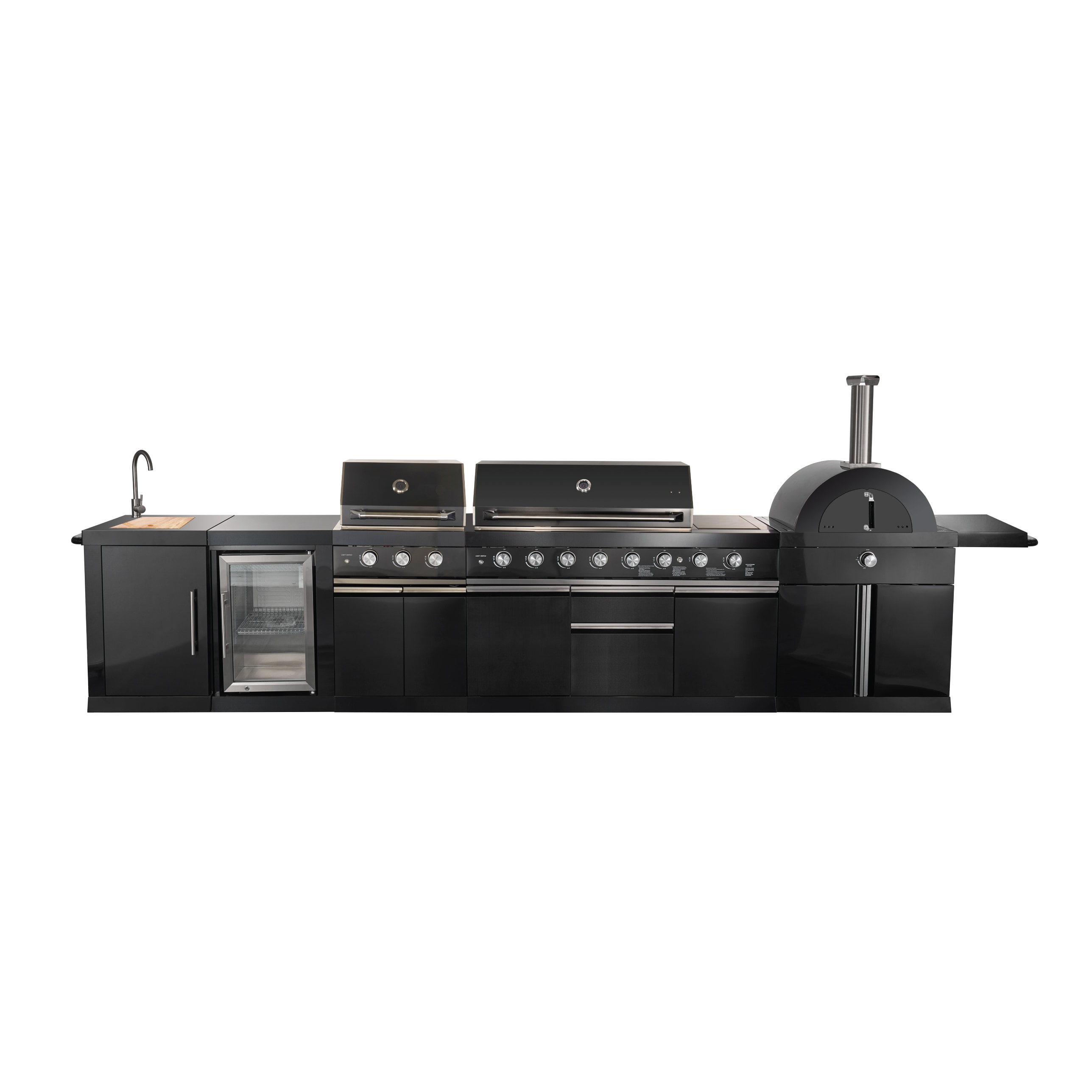 FORNO FODKT2568BLK All' Aperto 6 -Piece 176-in W x 35.8-in D x 63.1-in H Modular Outdoor Kitchen Gas grill 12 Burners