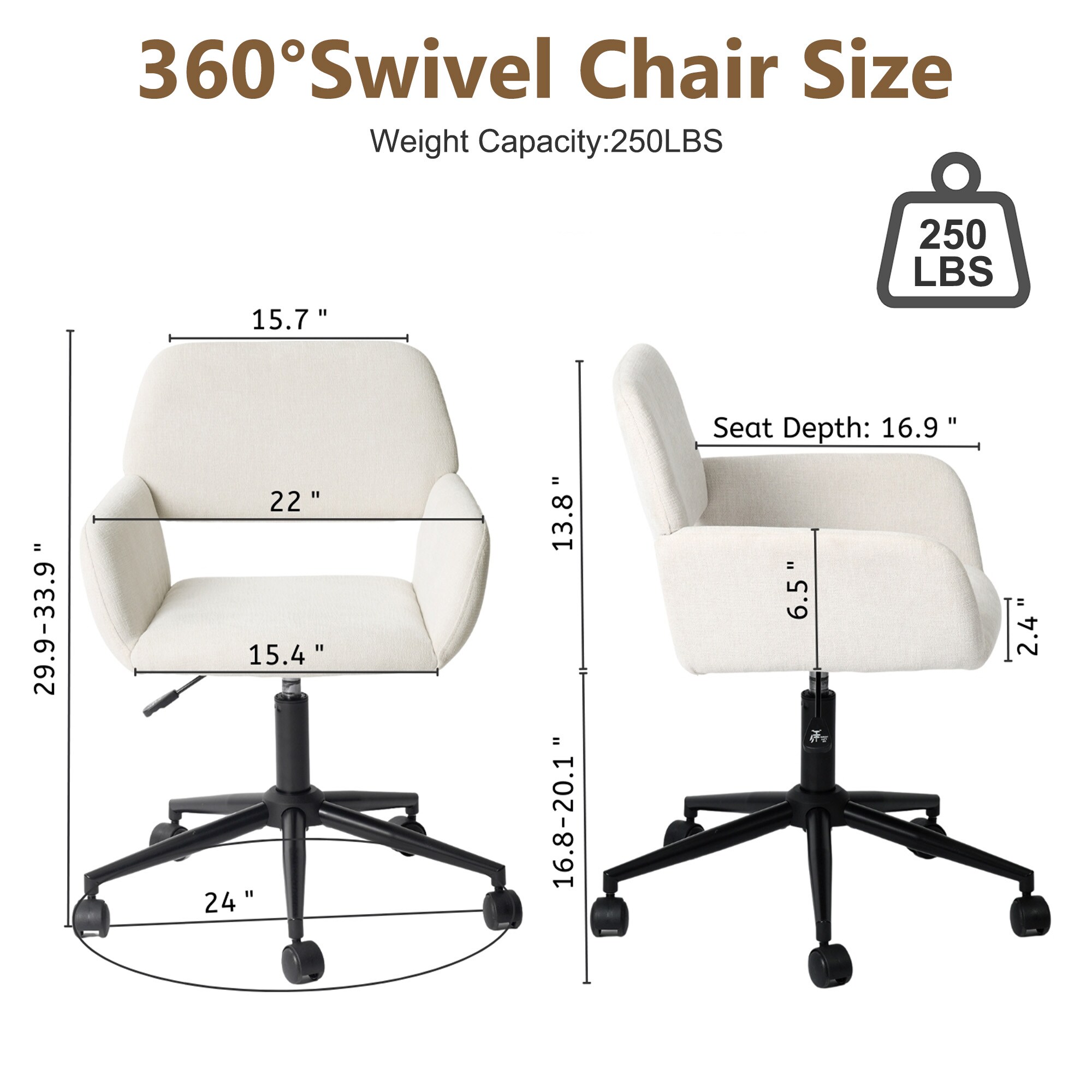 Homy Casa ROSS BEIGE Office-Chairs - View #3