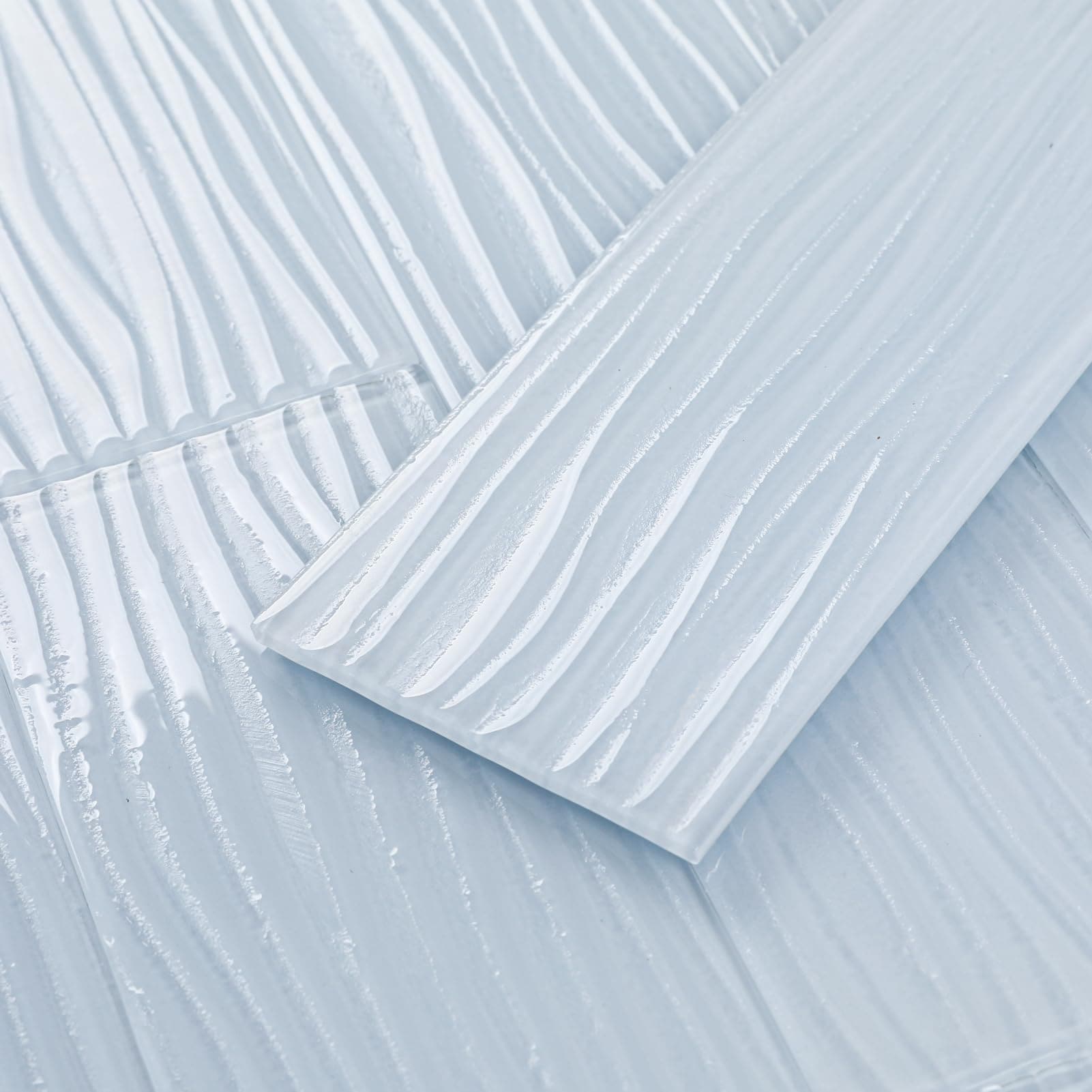 LILILIAN FMY Peel and Stick Glass Subway Tiles Blue Three by Twelve Inch Water Wave Glass Backsplash for Kitchen Bathroom Wall Tiles Pack of #LRO0824O115