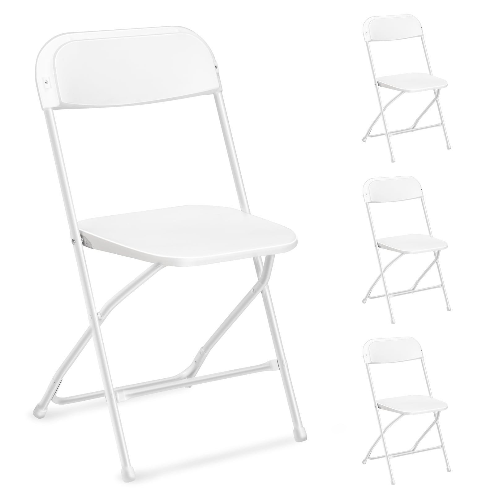 Outopee LO1G56000589 4 -Pack White Commercial/Residential Standard Folding Chair with Solid Seat ( Indoor or outdoor )