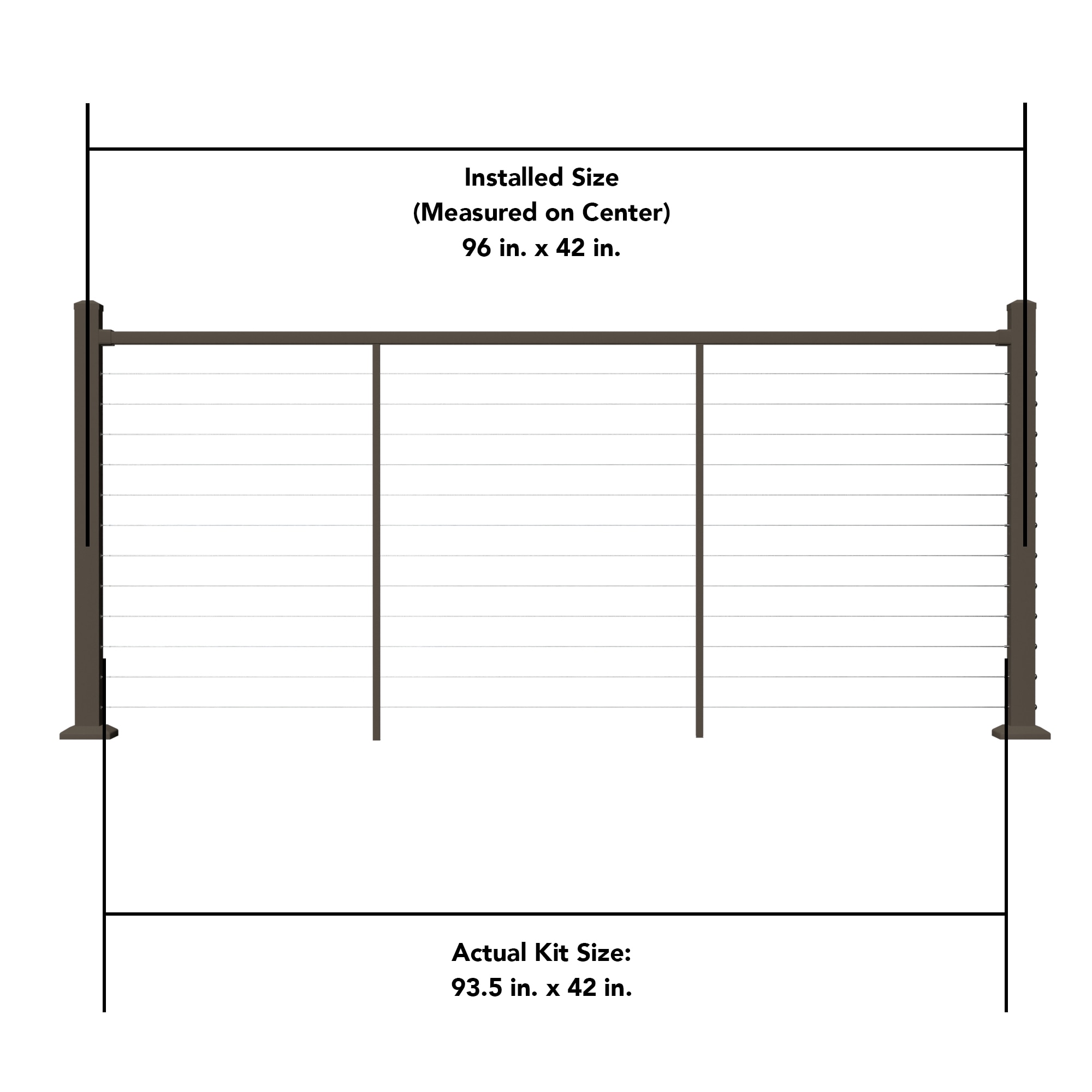 Deckorators Contemporary Cable 8-ft x 42-in Textured Bronze Aluminum Deck Cable Rail Kit