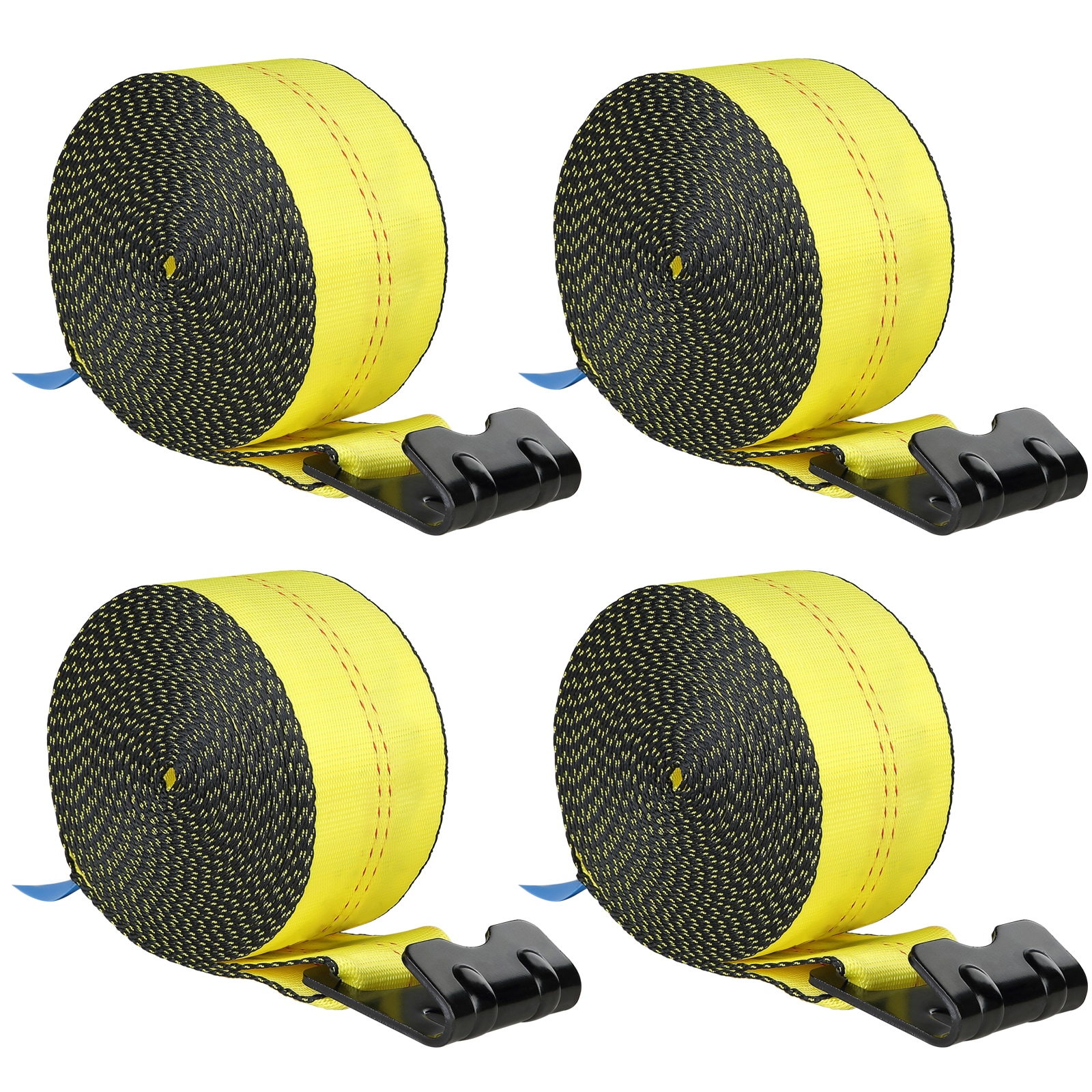 VEVOR SCPGJPDHS4IN04150V0 Winch Straps  4in x 30ft  6000 lbs Load Capacity  18000 lbs Break Strength  Truck Straps with Flat Hook  Flatbed Tie Downs Cargo Control for Trailers  Farms  Rescues  Tree Saver  Yellow (4 Pack)