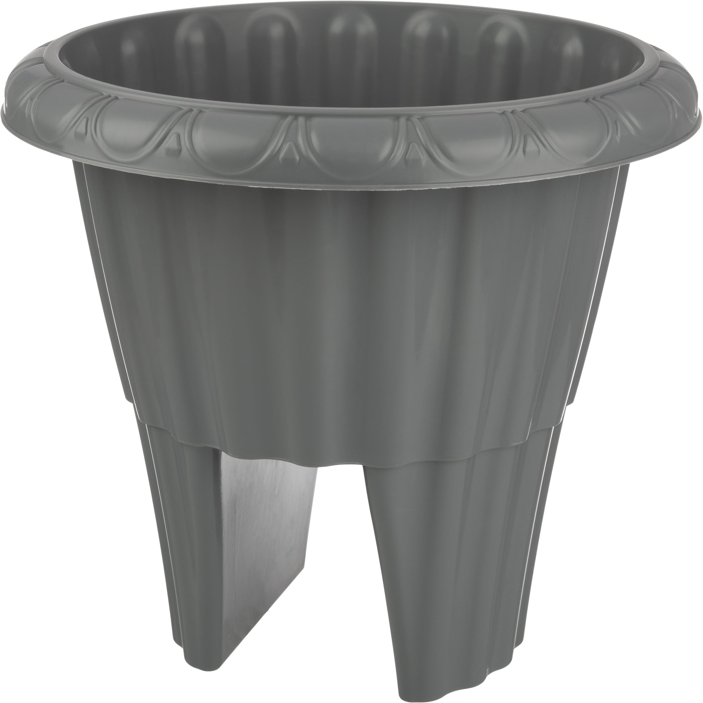 Pure Garden 50-LG1464 Round 13.5-in W x 12.75-in H x Gray Plastic Contemporary/Modern Outdoor Railing planter