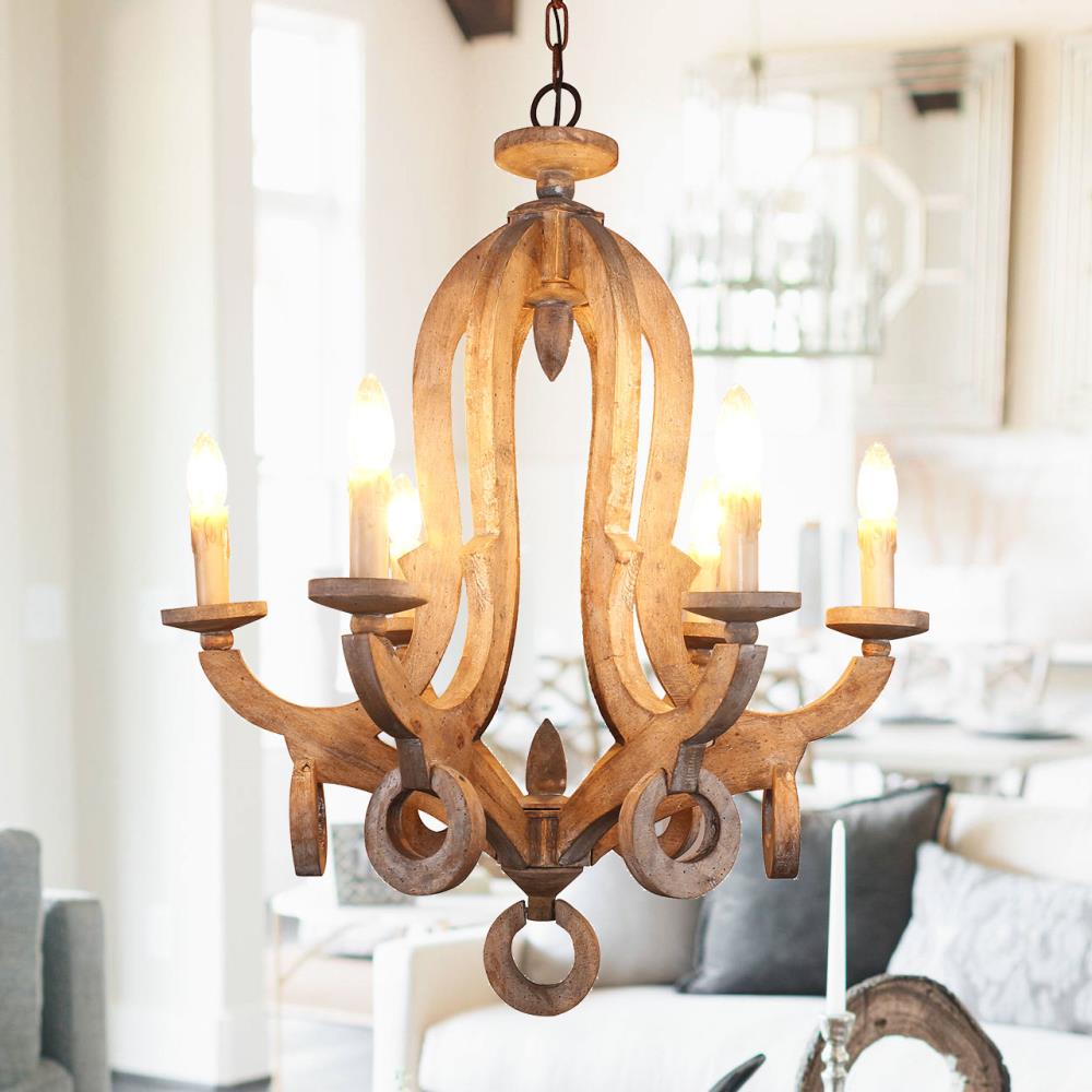 wooden hanging chandelier