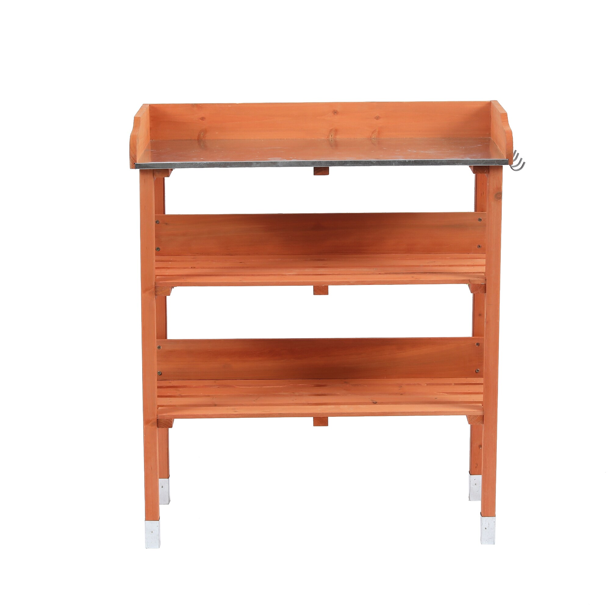 Cypress Wood Potting Bench with Metal Top and Storage to Hold All of Your Gardening Tools 