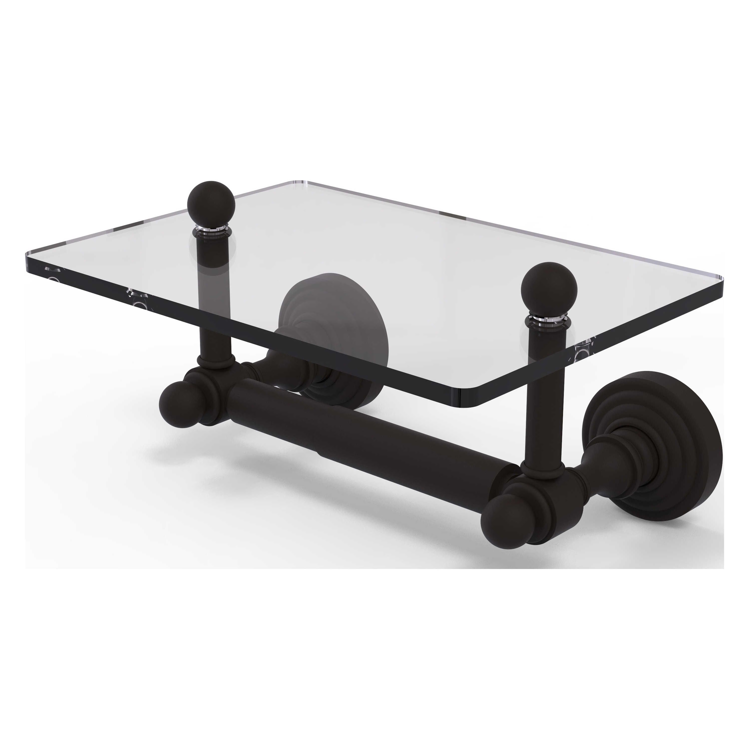 Allied Brass WP-GLT-24-ORB Waverly Place Oil-rubbed Bronze Wall mount Double post Toilet Paper Holder 1 -Rolls with Storage
