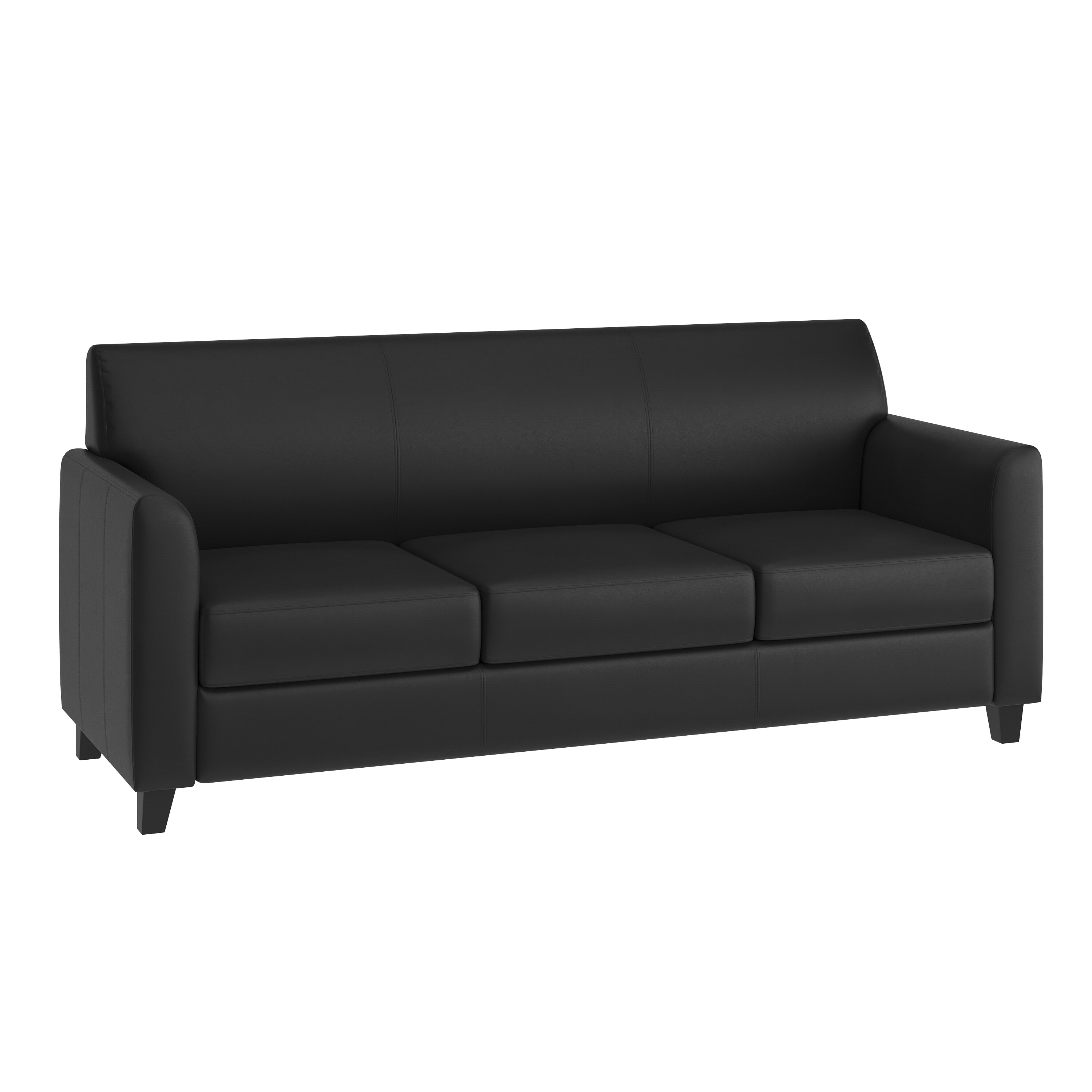 Flash Furniture 847254054416 HERCULES Diplomat 70-in Modern Black Faux leather 3 -seater Sofa
