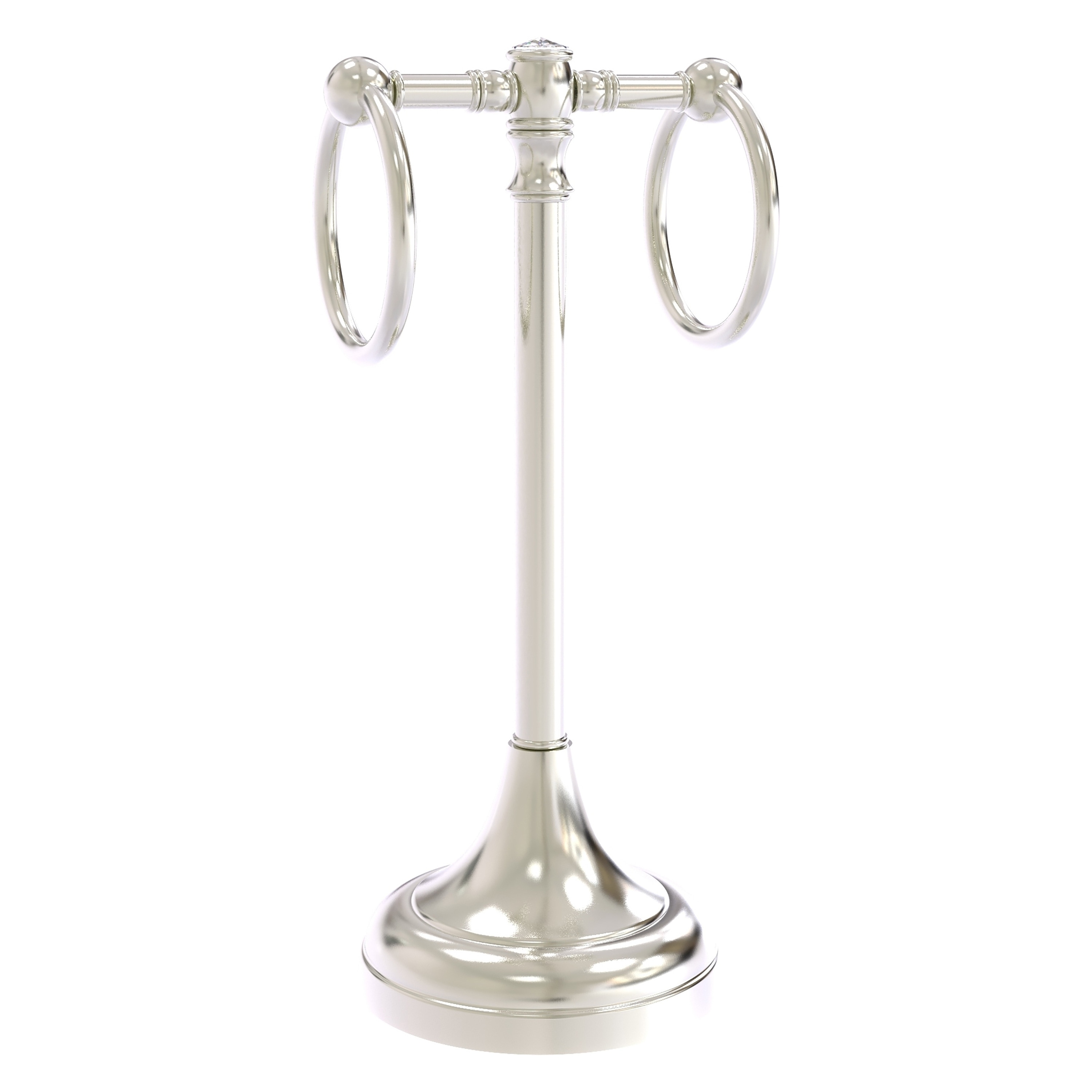 Allied Brass CC-53-SN Carolina Crystal Satin Nickel Freestanding countertop Double Towel Ring
