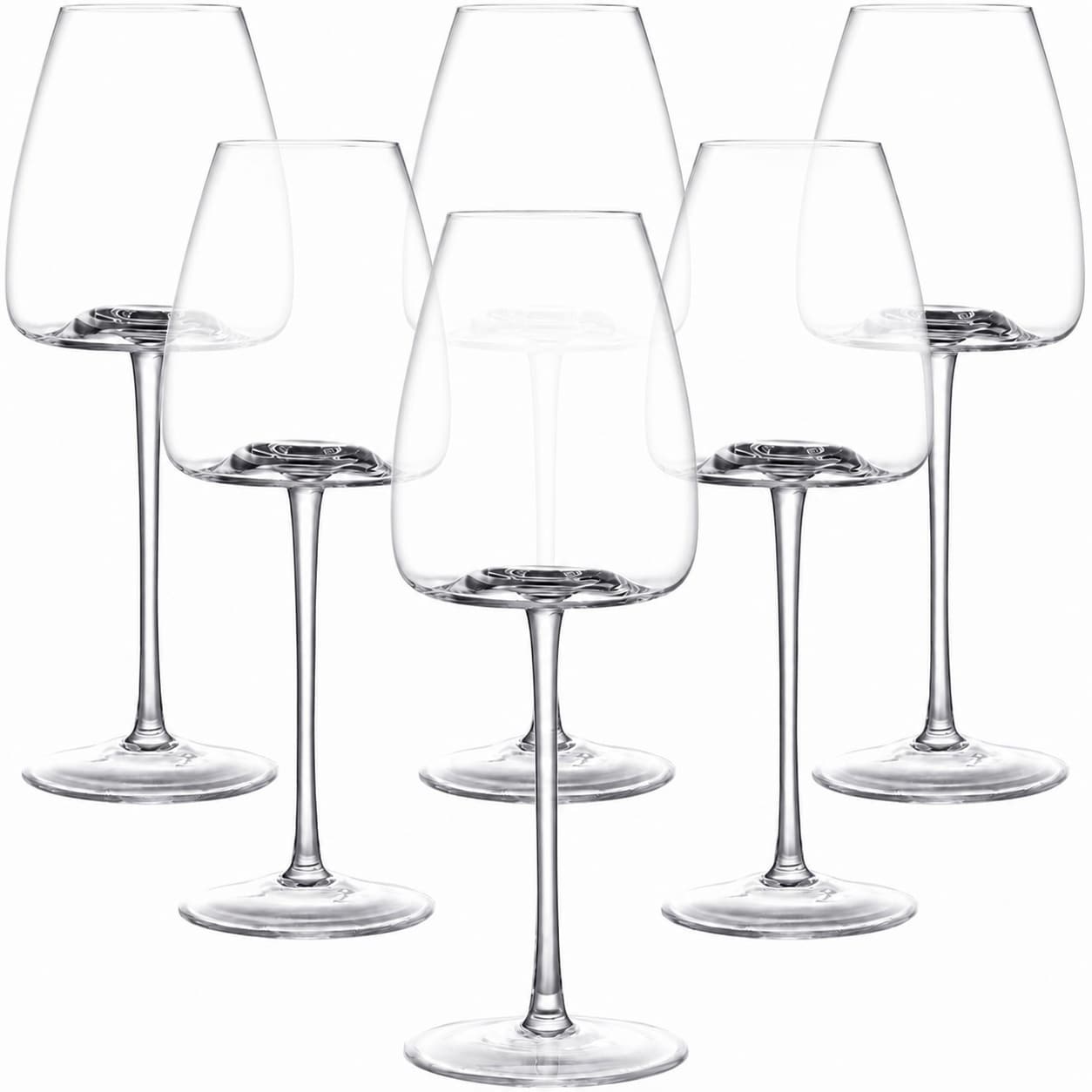 Aoibox  Hand Blown Crystal Wine Glasses Set of 6 15 oz Long Stem with Unique Bottom Design White Wine Glasses