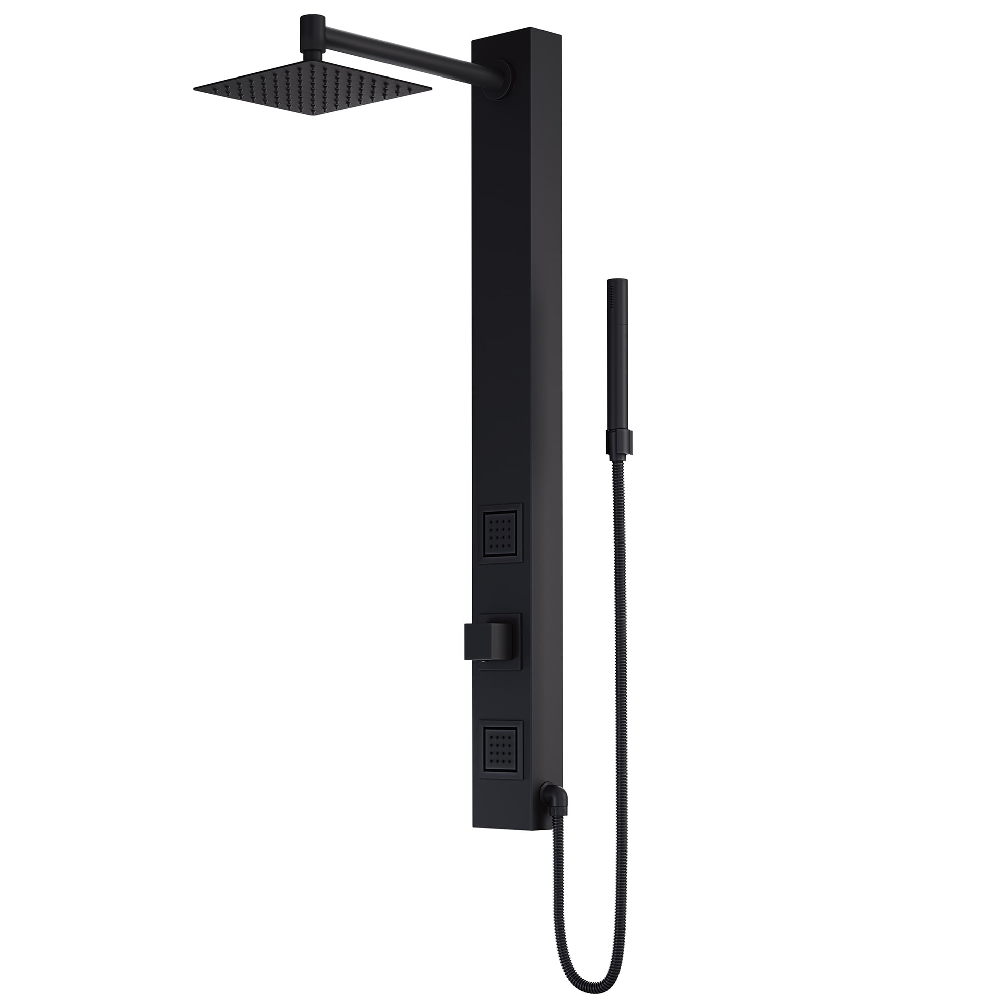 VIGO Orchid 1 -Spray Matte Black 8-in Square Rain Shower Head with Handheld Combo 1.8 GPM
