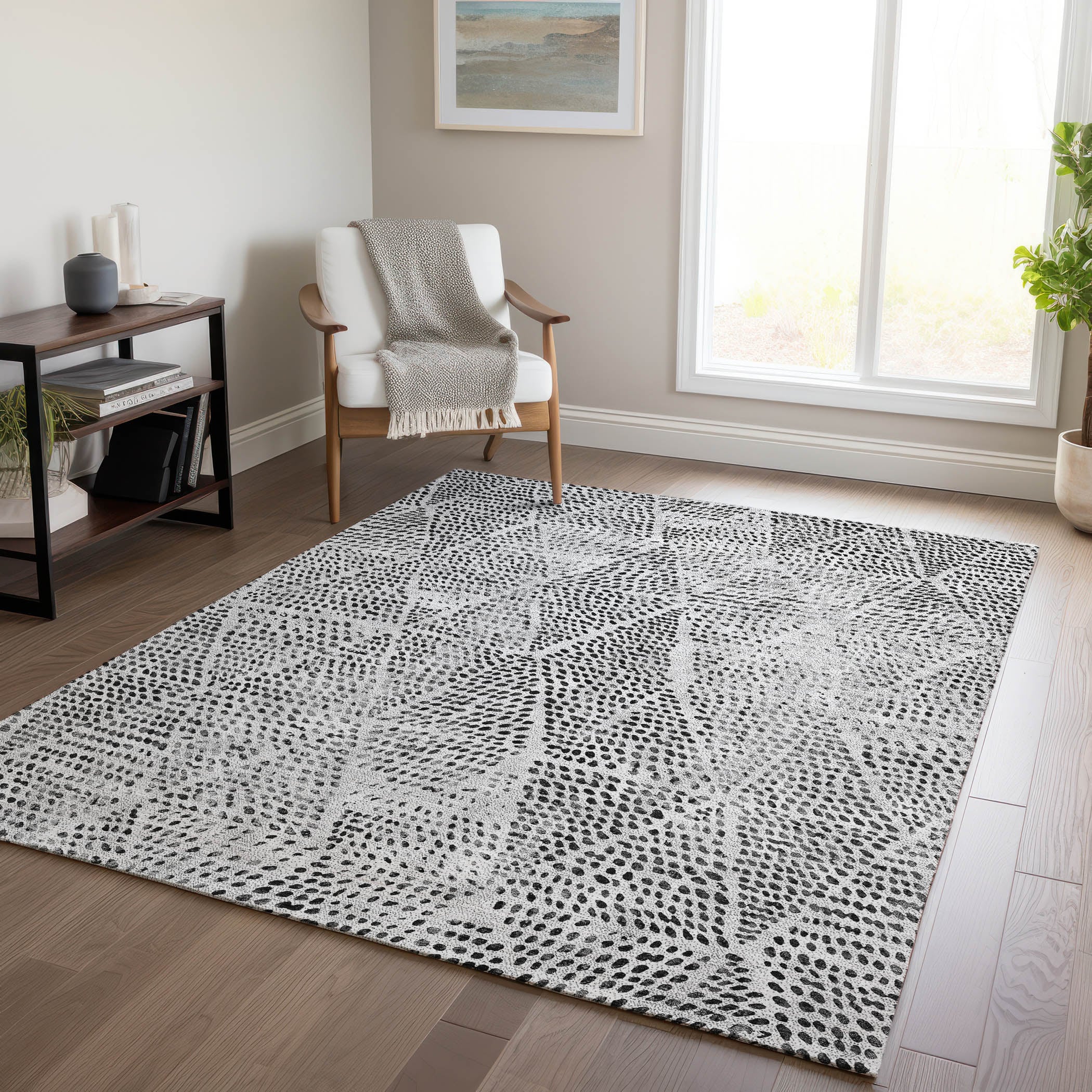 Addison Rugs ACN591PW3X5 Chantille ACN591PW 3 x 5 (ft) Polyester Pewter Rectangular Indoor/Outdoor Geometric Machine washable Area rug