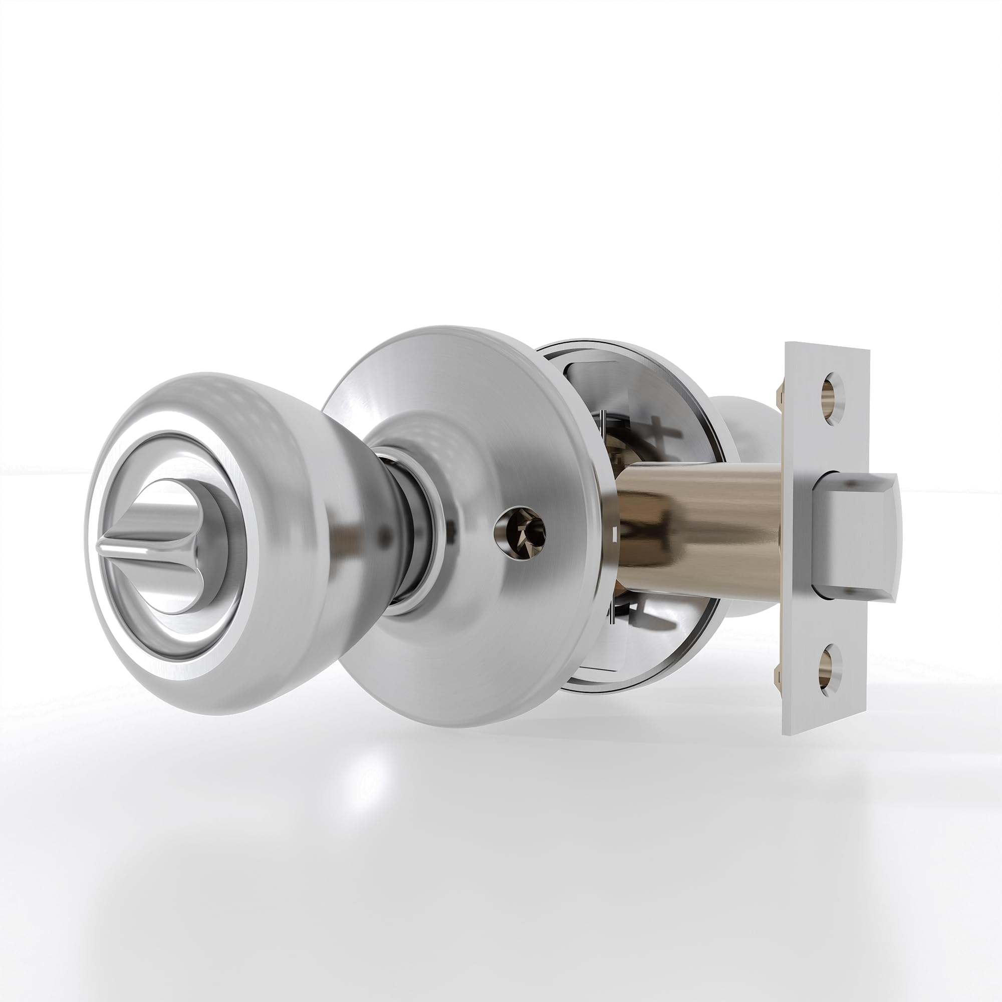 Phewnyzo  Interior Privacy Door Knob 2 Pack Satin Nickel Keyless Turn Lock Hardware for Bathroom Bedroom and Standard Doors with Adjustable Latch