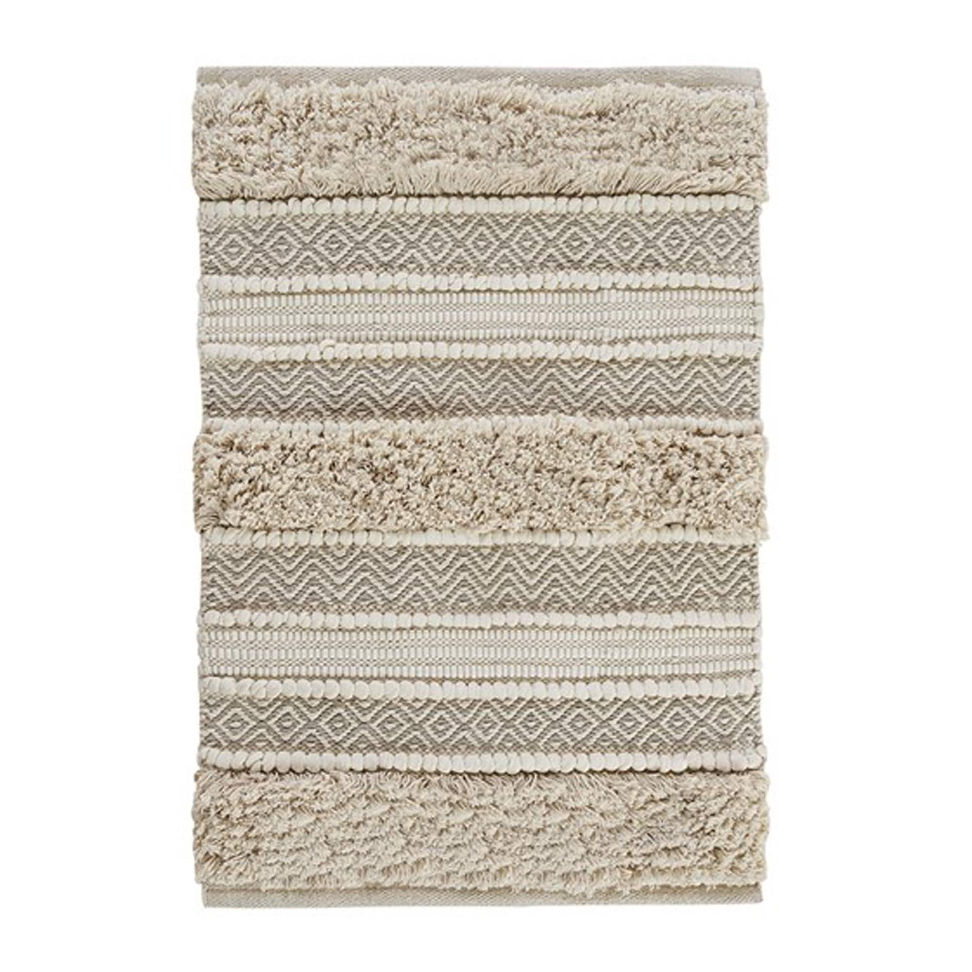 JJJ SLYYAAHI2EP Woven Texture Stripe Bath Rug Grey 22-in x 58-in Multicolor Bath Rug Polyester Bath mat