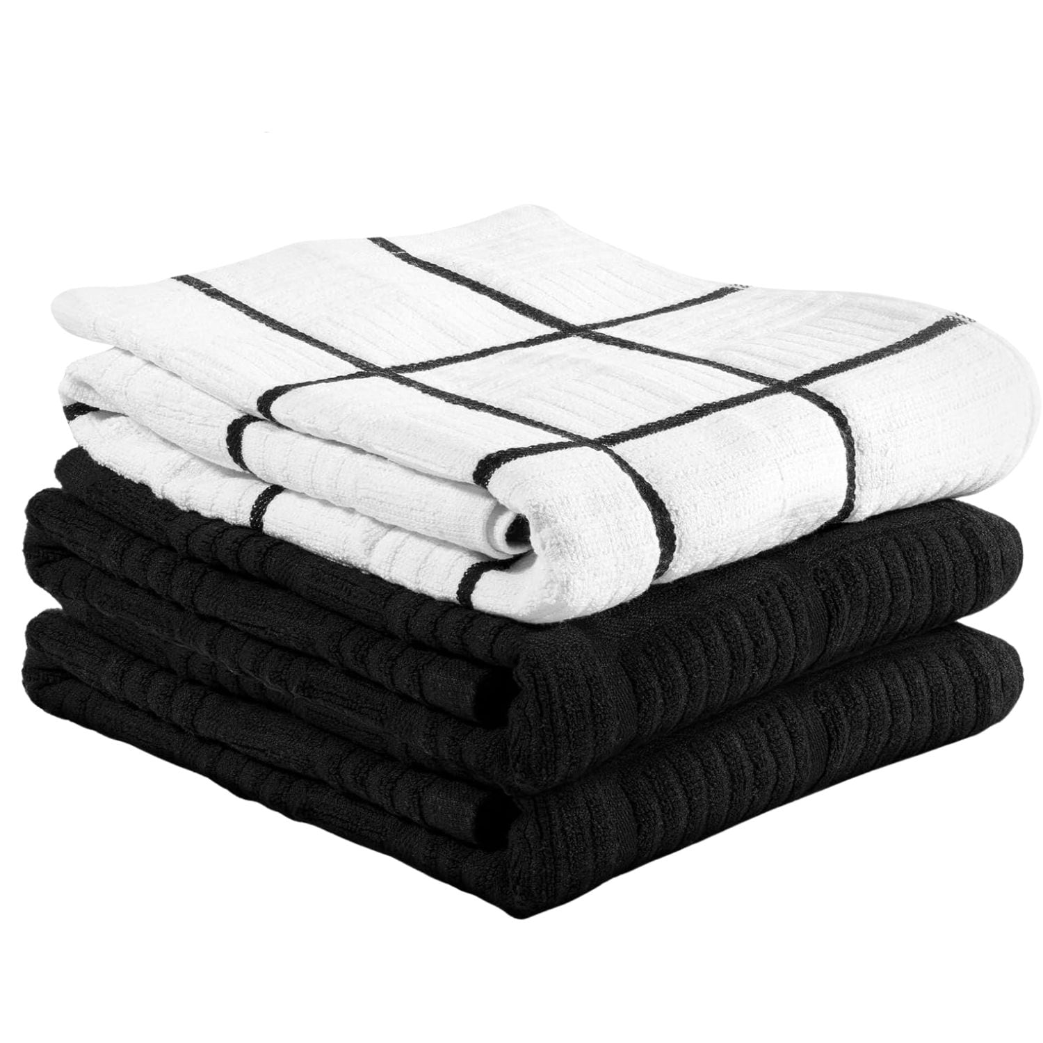 Zulay Kitchen 3 Pack Cotton Kitchen Towels 15 x 25 Inch Super Absorbent Reusable Dish Towels Soft Cleaning Cloths for Kitchen and Household Use