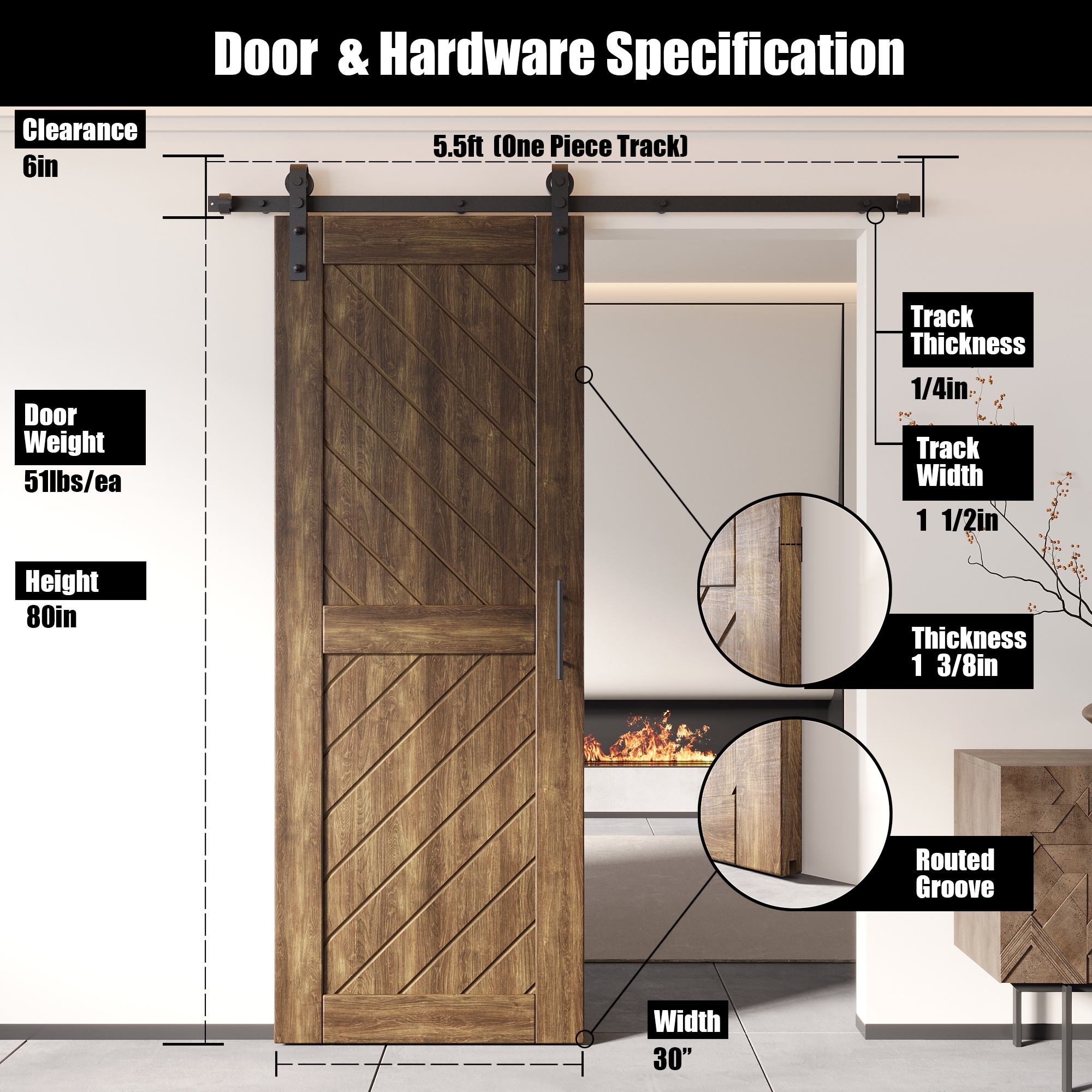 HOMACER YT1H066C-XT4-3080-WA Barn-Doors - View #2