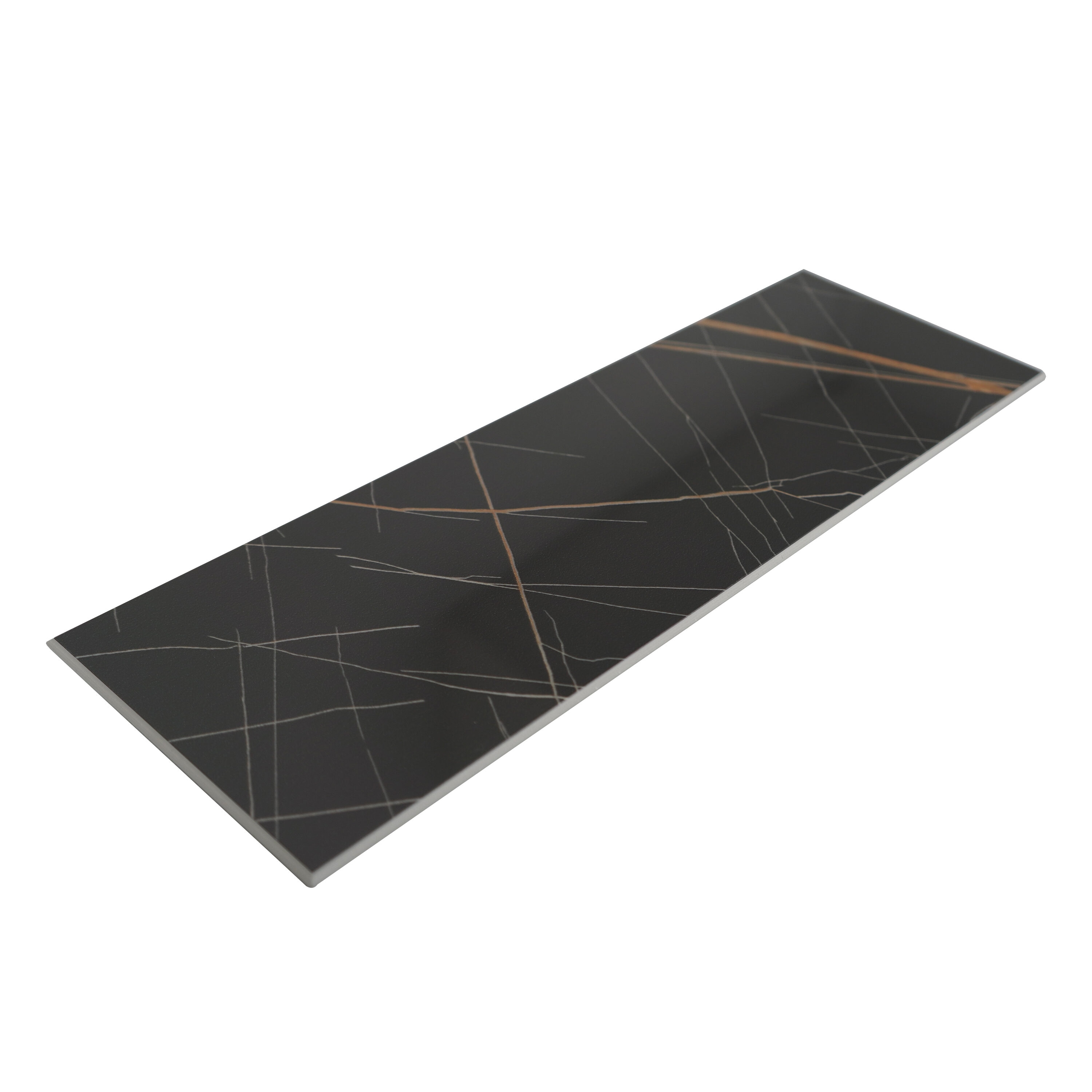 Glossy Noir 4'' x 12'' Peel and Stick Subway Tile
