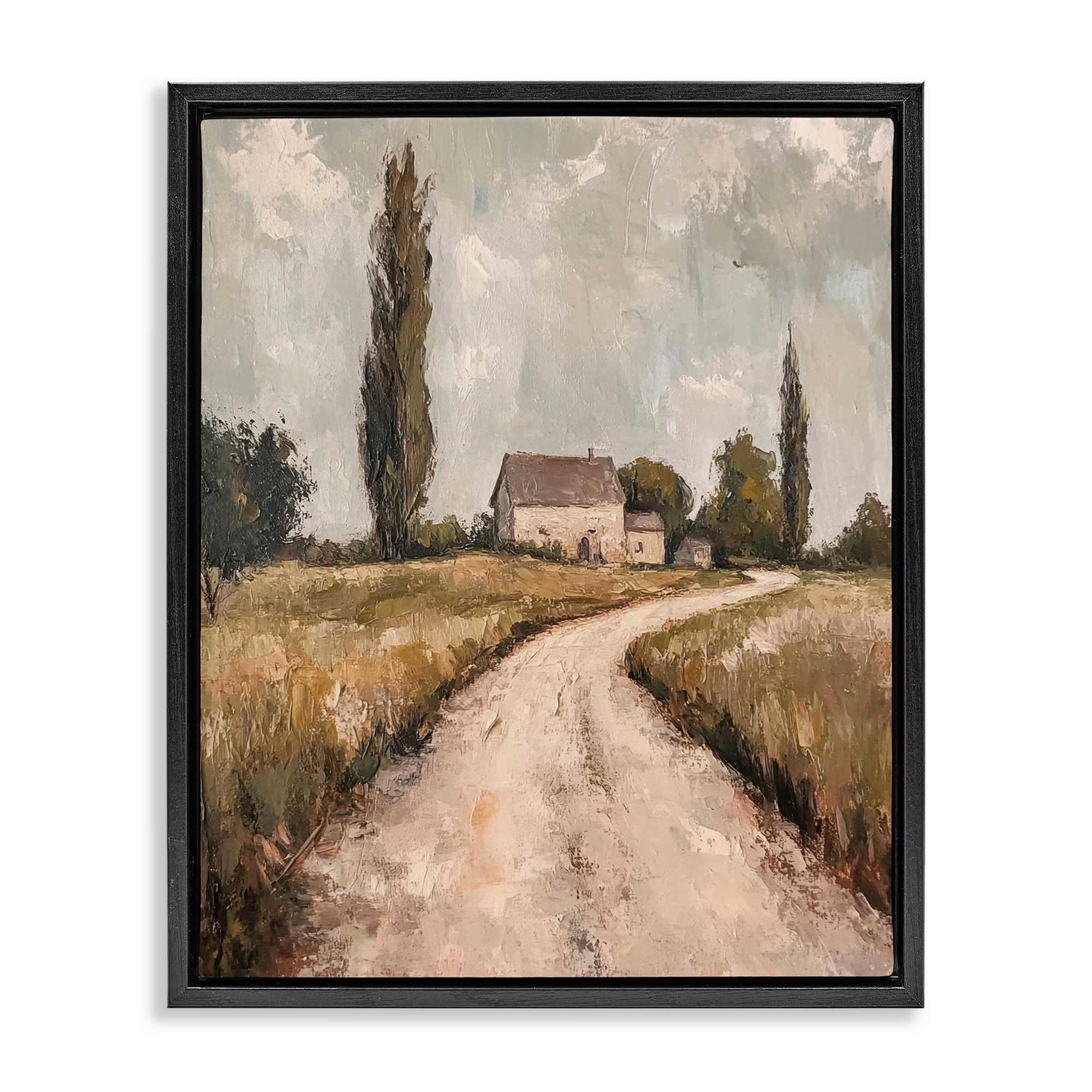 Stupell Industries BT-833-FFB-24X30 Painterly Quiet Country Black Framed Floater Canvas Wall Art By Petal Prints Design 25 x 31
