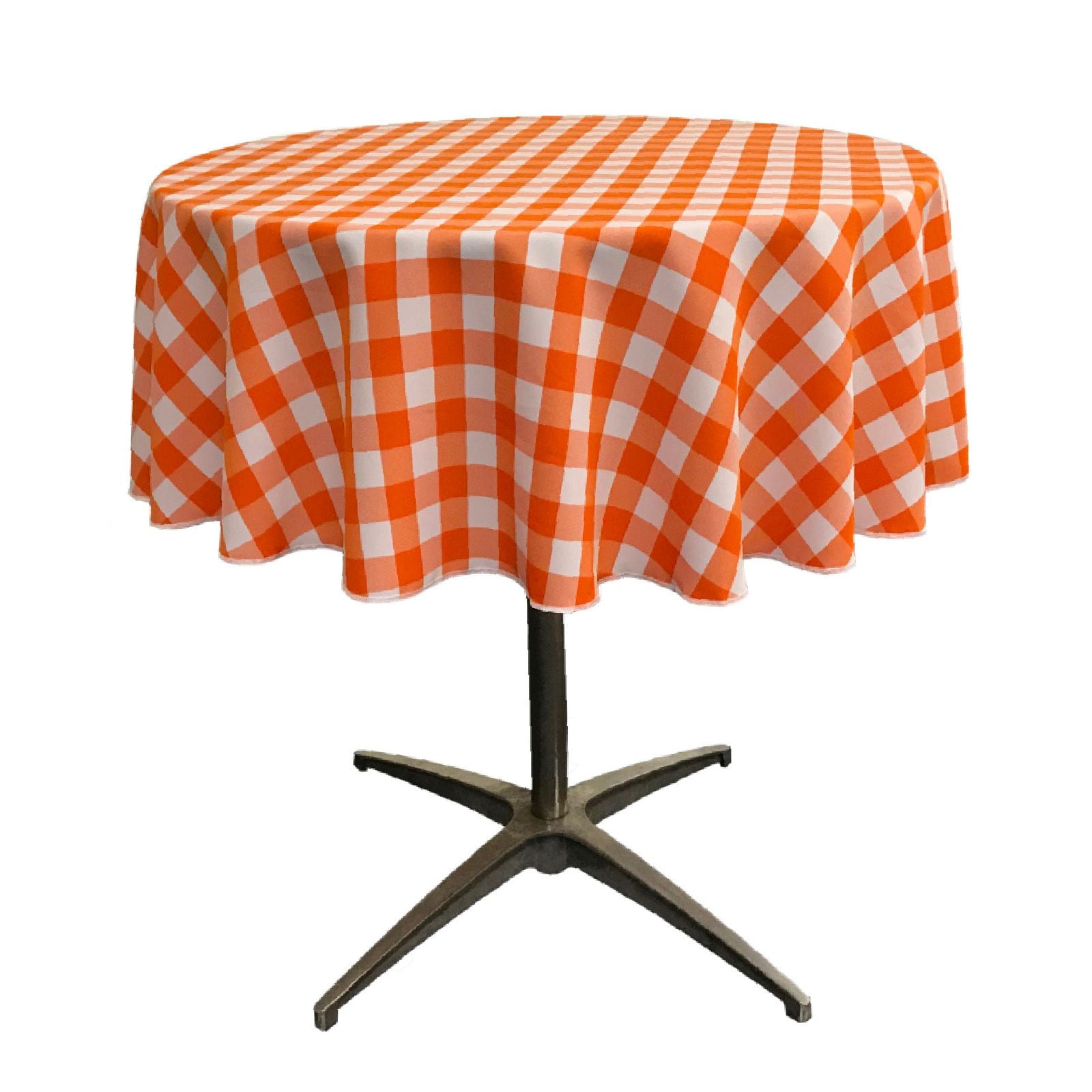 Slickblue Indoor and Outdoor Dining Gingham Checkered Polyester Table Cover for 51 Inch Round Table Multiple Color Options