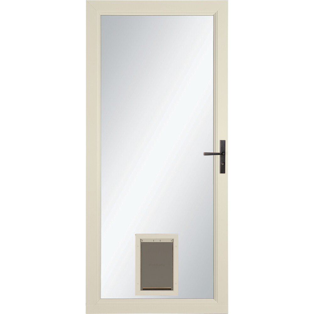 Signature Selection Pet Door 36-in x 81-in Almond Full-view Aluminum Storm Door with Aged Bronze Handle in Off-White | - LARSON 1497908257S