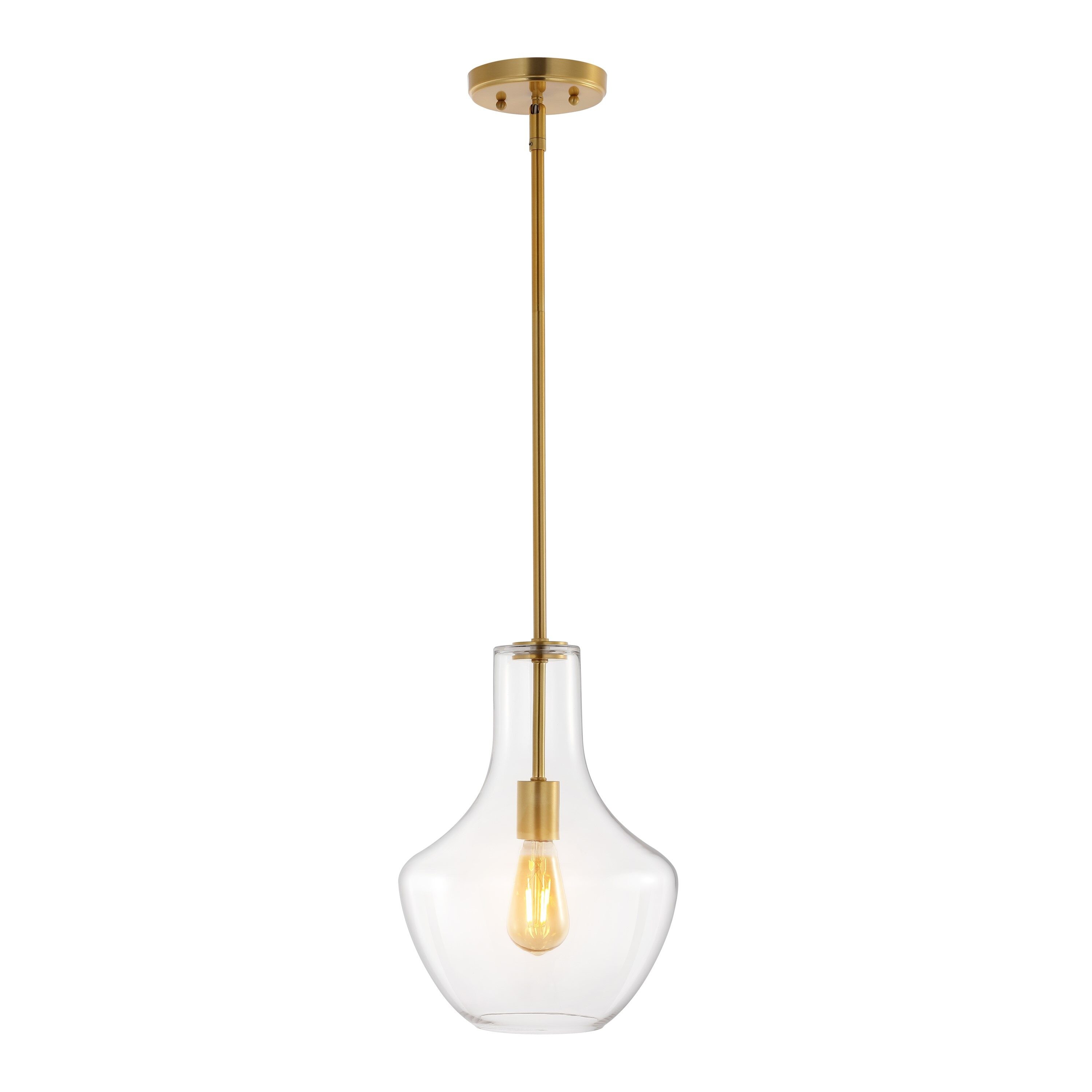 Watts 10.5" Gold and Clear Glass LED Pendant Light