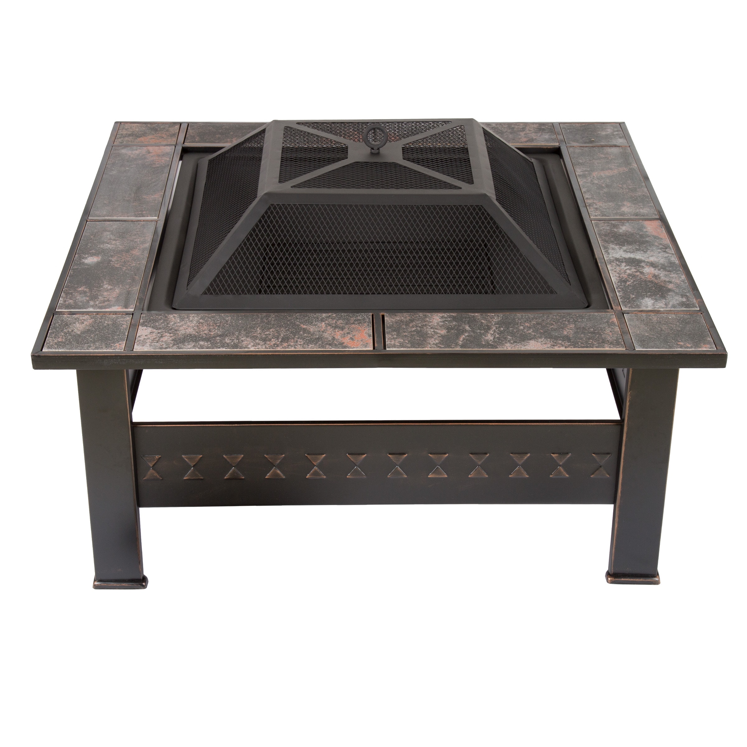 Brown Steel Wood Burning Fire Pit, 30 Inch Square Fire Pit
