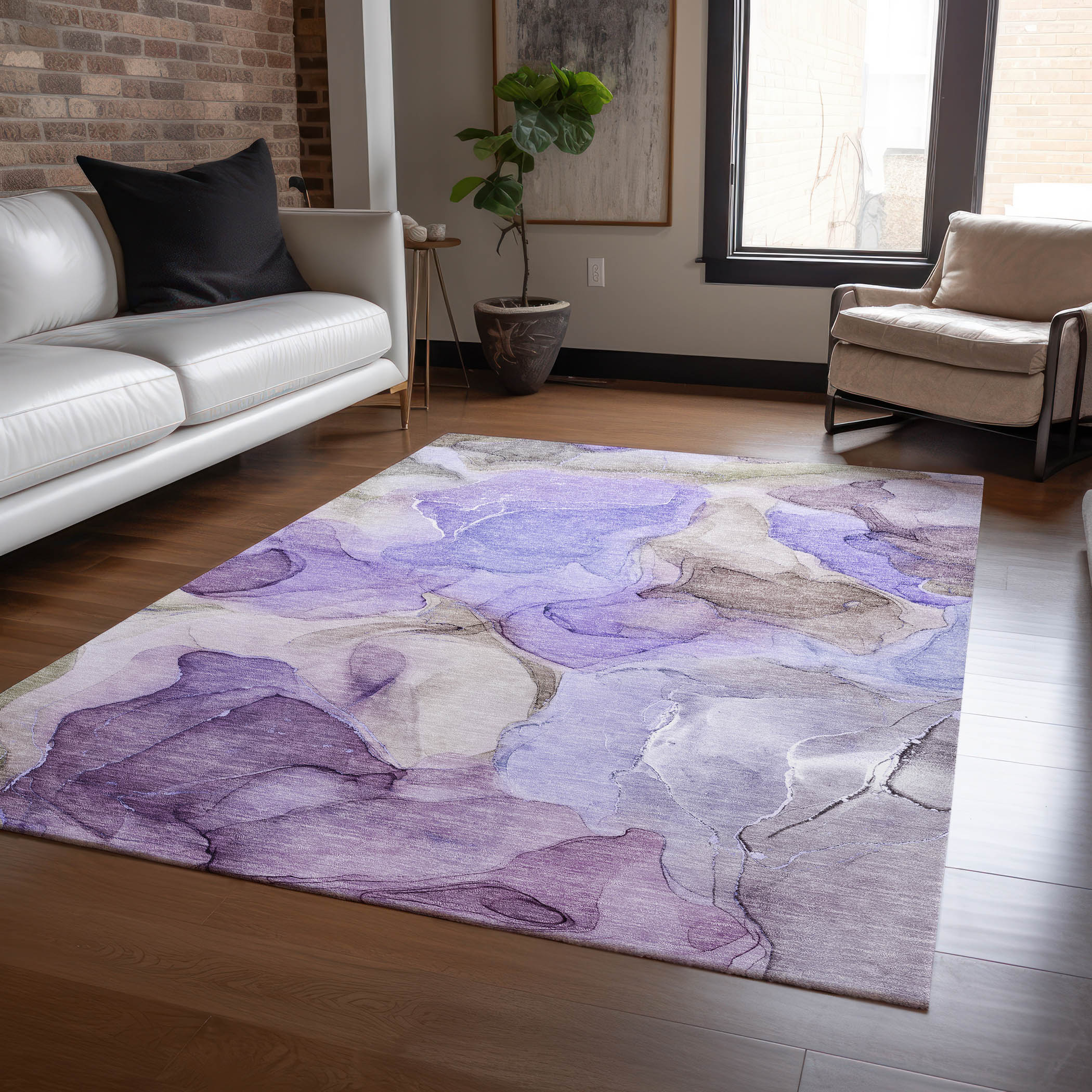 Addison Rugs ACN504PP9X12 Chantille ACN504PP 9 x 12 (ft) Polyester Purple Rectangular Indoor/Outdoor Abstract Machine washable Area rug