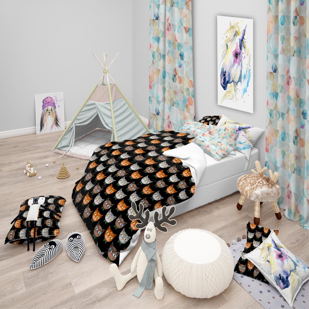 Designart BED19011-T 3 -Piece Black Twin Duvet cover Set
