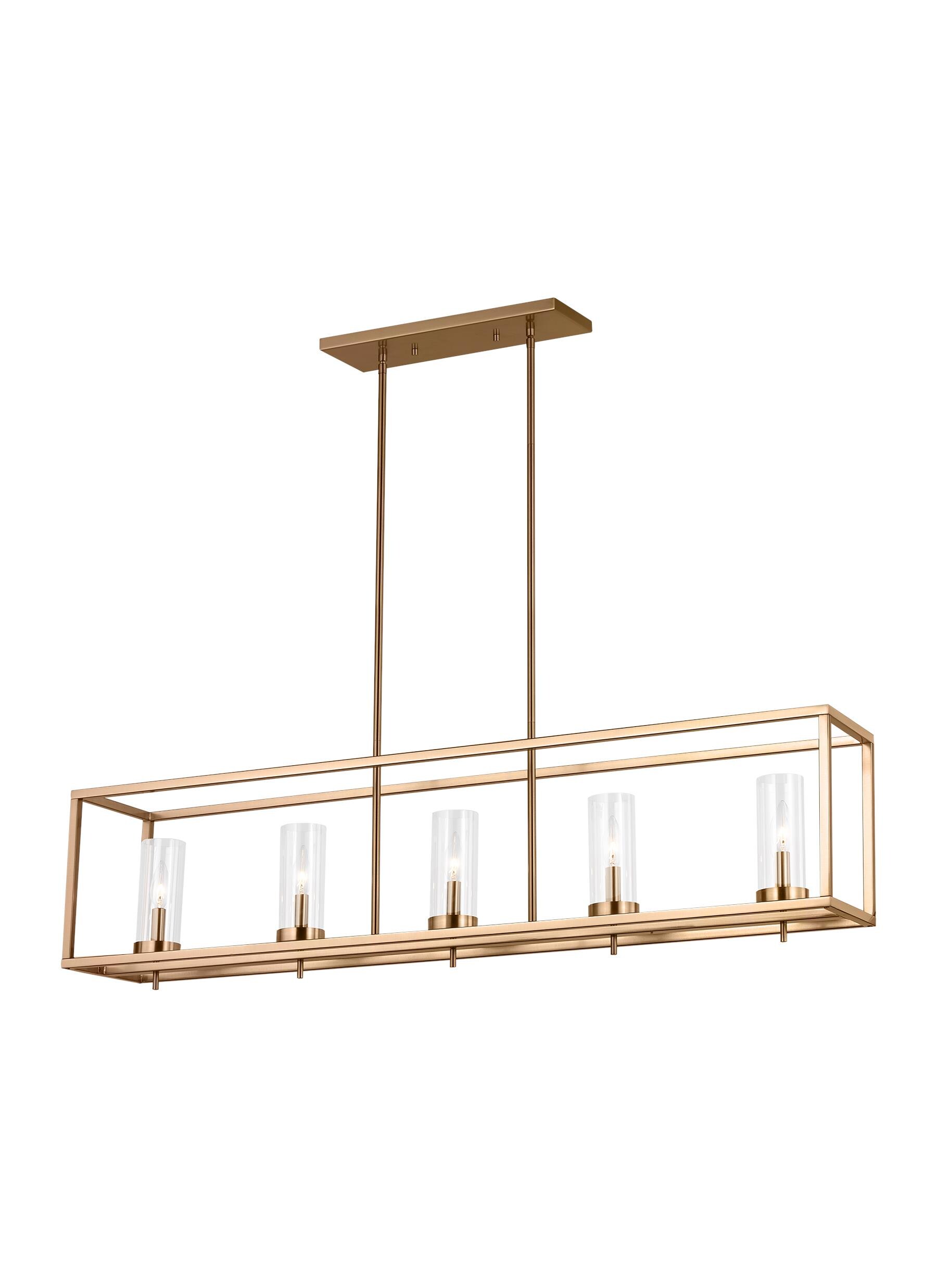 Generation Lighting 6690305-848 Zire 5 -Light Satin Brass Modern/contemporary Clear glass Linear Mini Hanging Pendant light