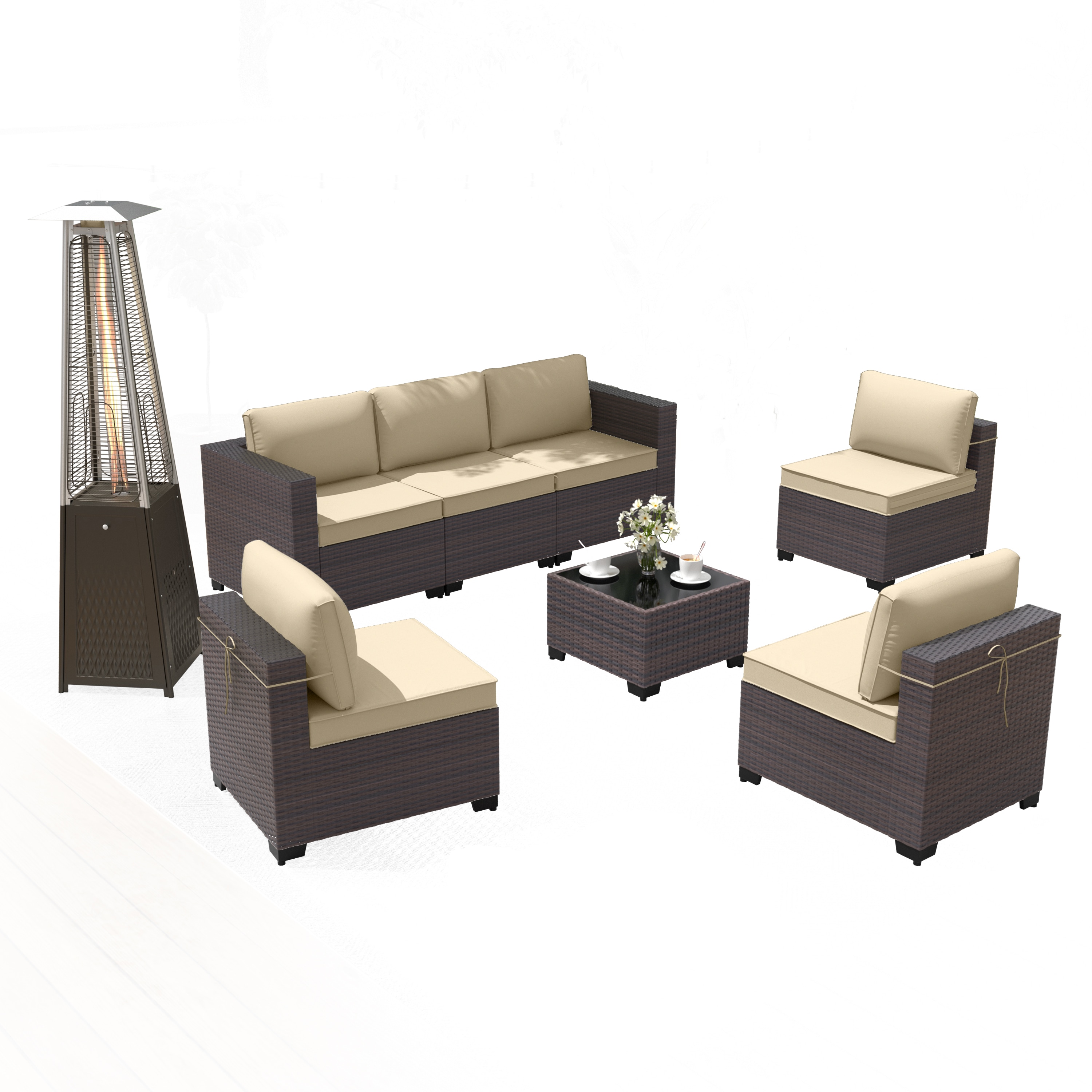 ALAULM LS-7PCS+PH-SAND Patio-Conversation-Sets - View #8