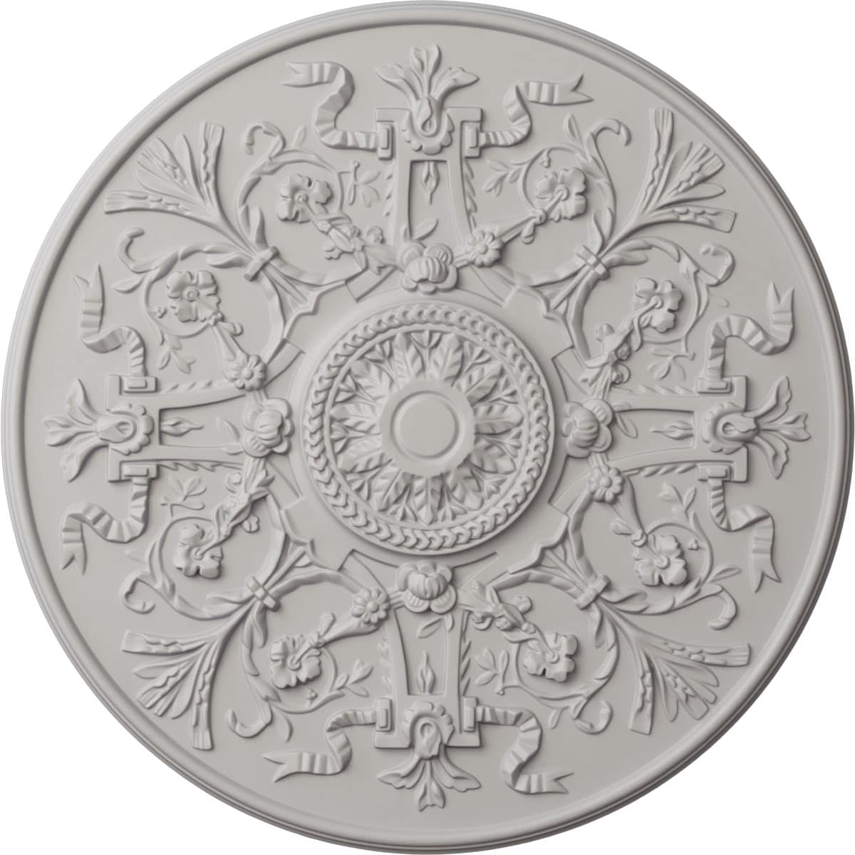 Ekena Millwork CM33VEUWF Versailles 33-in W x 33-in L Painted Ultra Pure White Polyurethane Whole Ceiling Medallion
