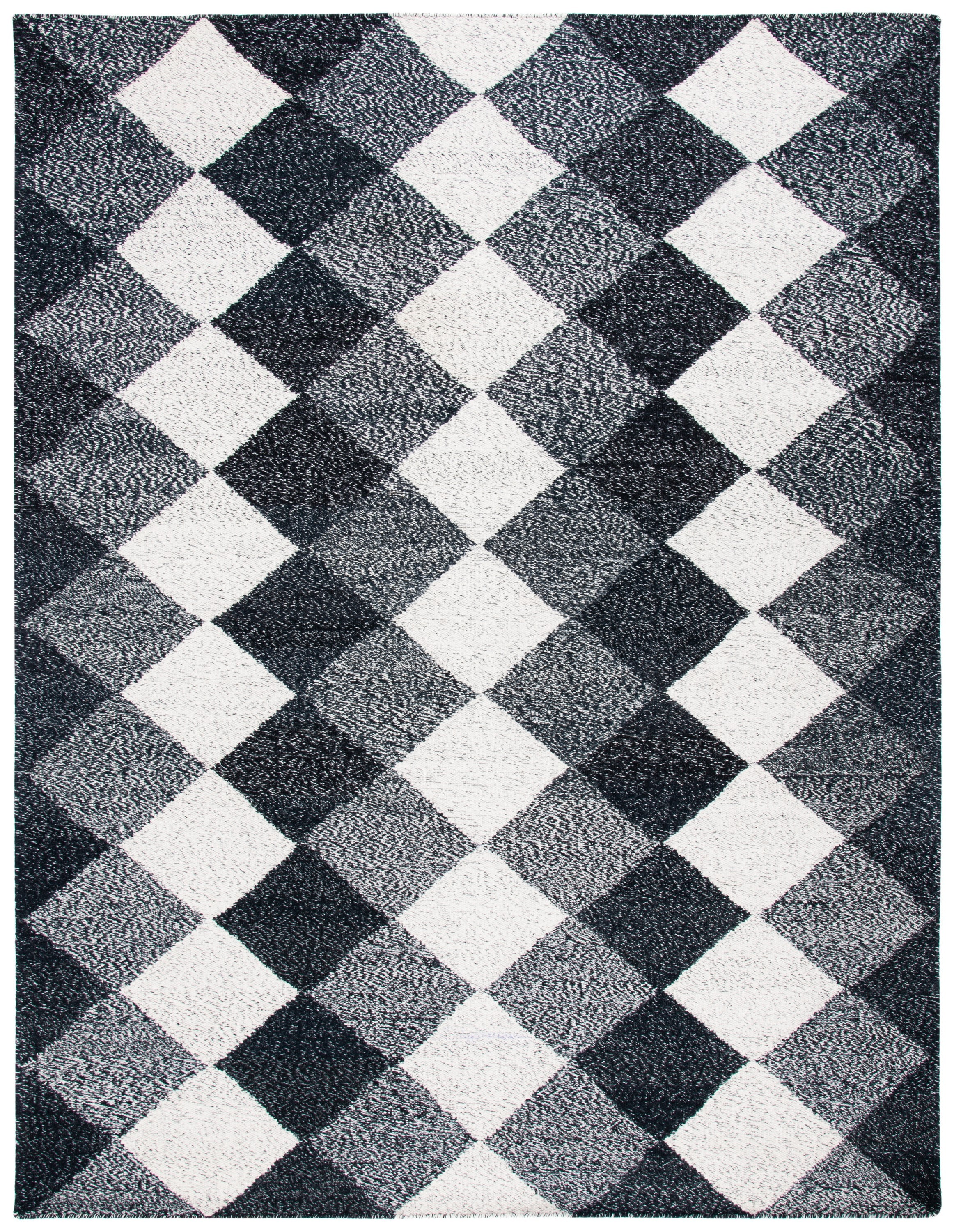 Bohemian Nomad Black & Ivory Wool 8' x 10' Handwoven Rug