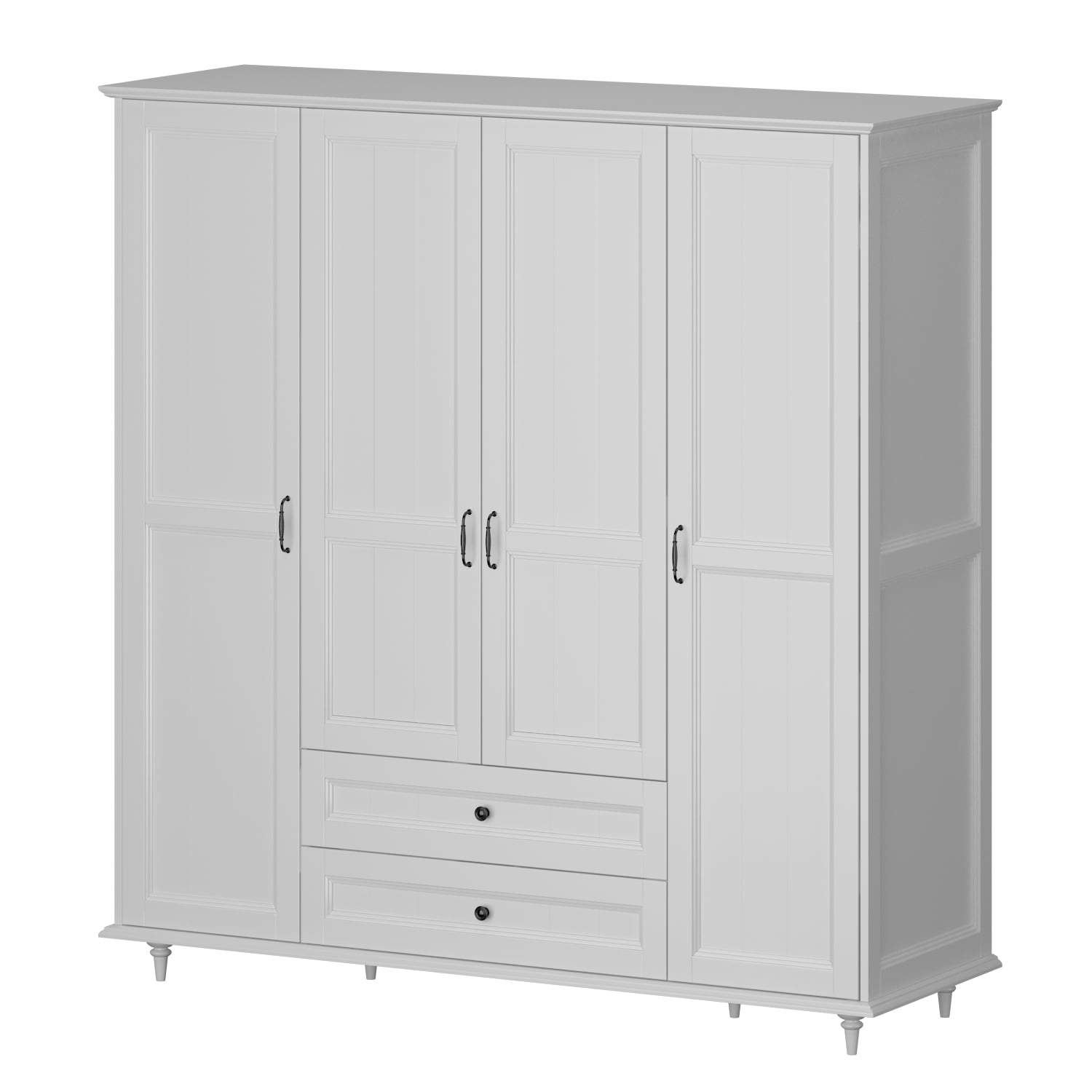 FUFU&GAGA Coastal Style 4-Door Wardrobe with 2 Drawers, Hanging Rods ...