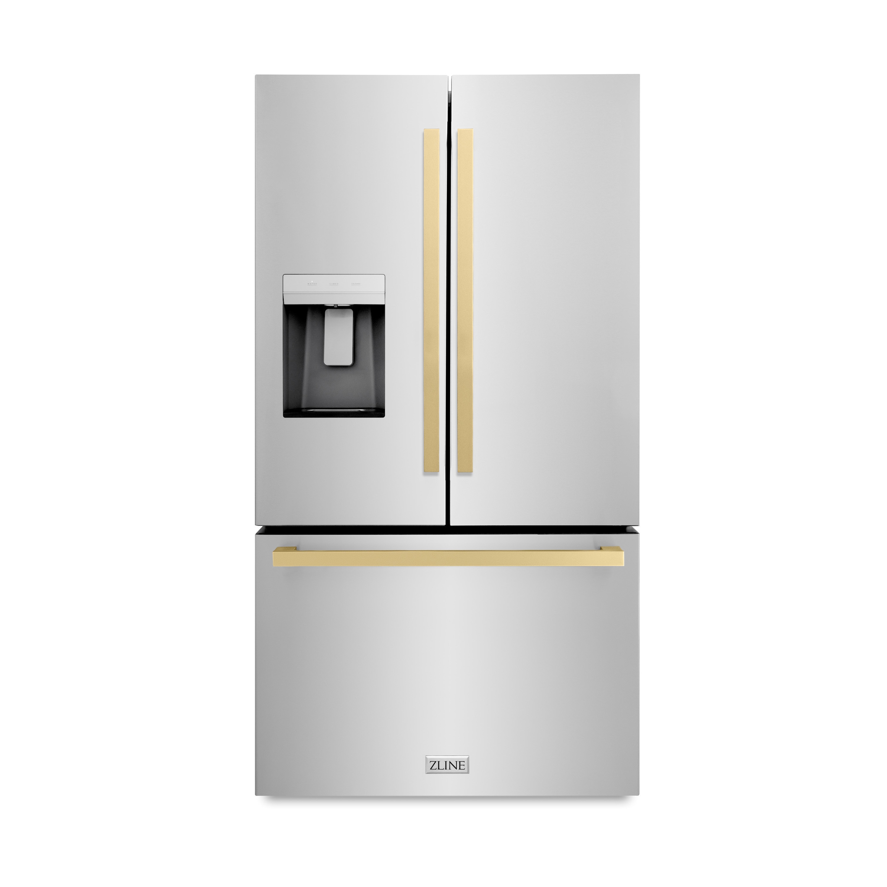 ZLINE KITCHEN & BATH Standard-Depth 28.9-cu ft 36-in Wide French Door Refrigerator with Dual Ice Maker ( Stainless Steel with Flat Champagne Bronze Handle ) ENERGY STAR Certified Sansujyuku sansujyuku.com
