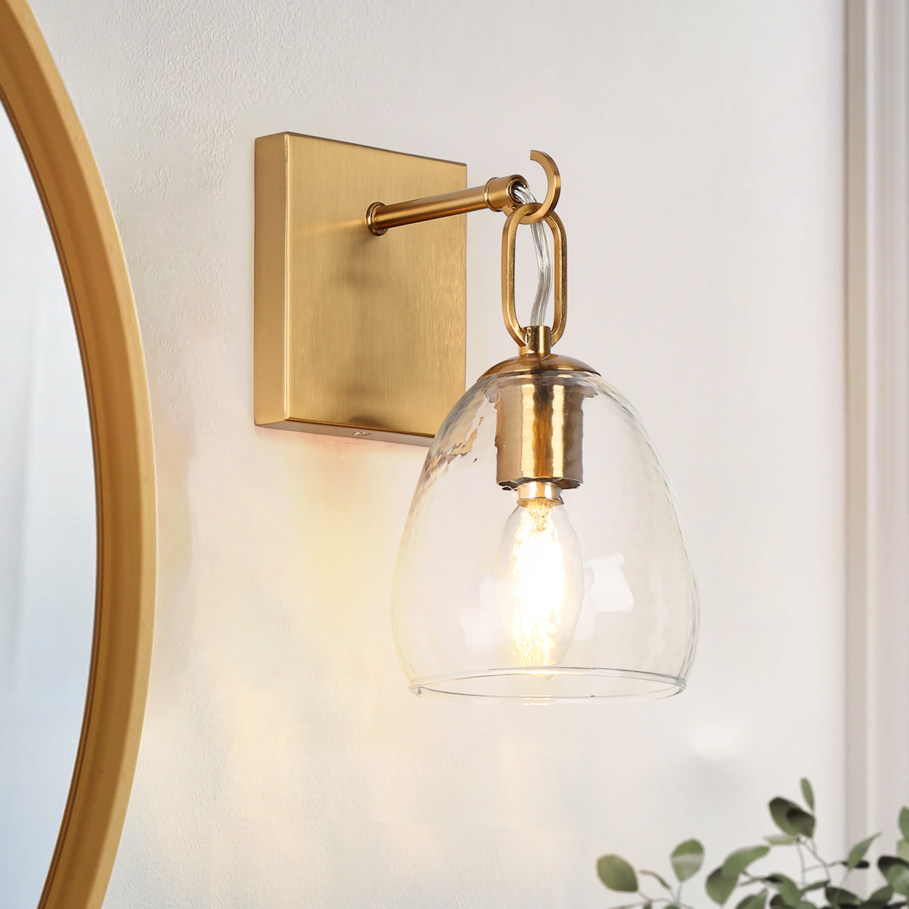 LNC LUVAQF370W1H8C Blobfish 5-in W 1 -Light Satin Brass Wall Sconce
