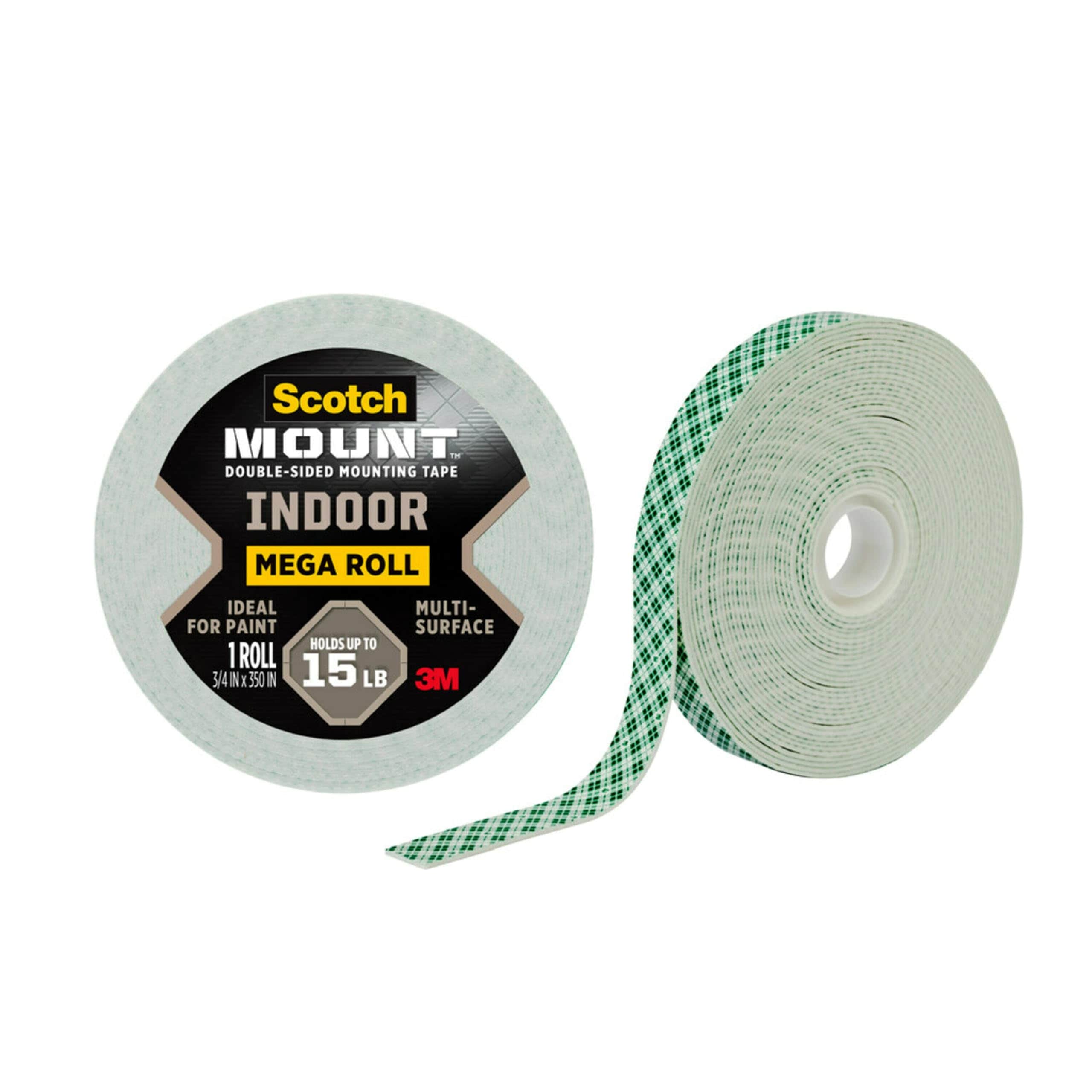 Scotch-Mount  Double-Sided Mounting Tape Mega Roll - 3/4 x 350 - Heavy Duty Adhesive for Indoor Use