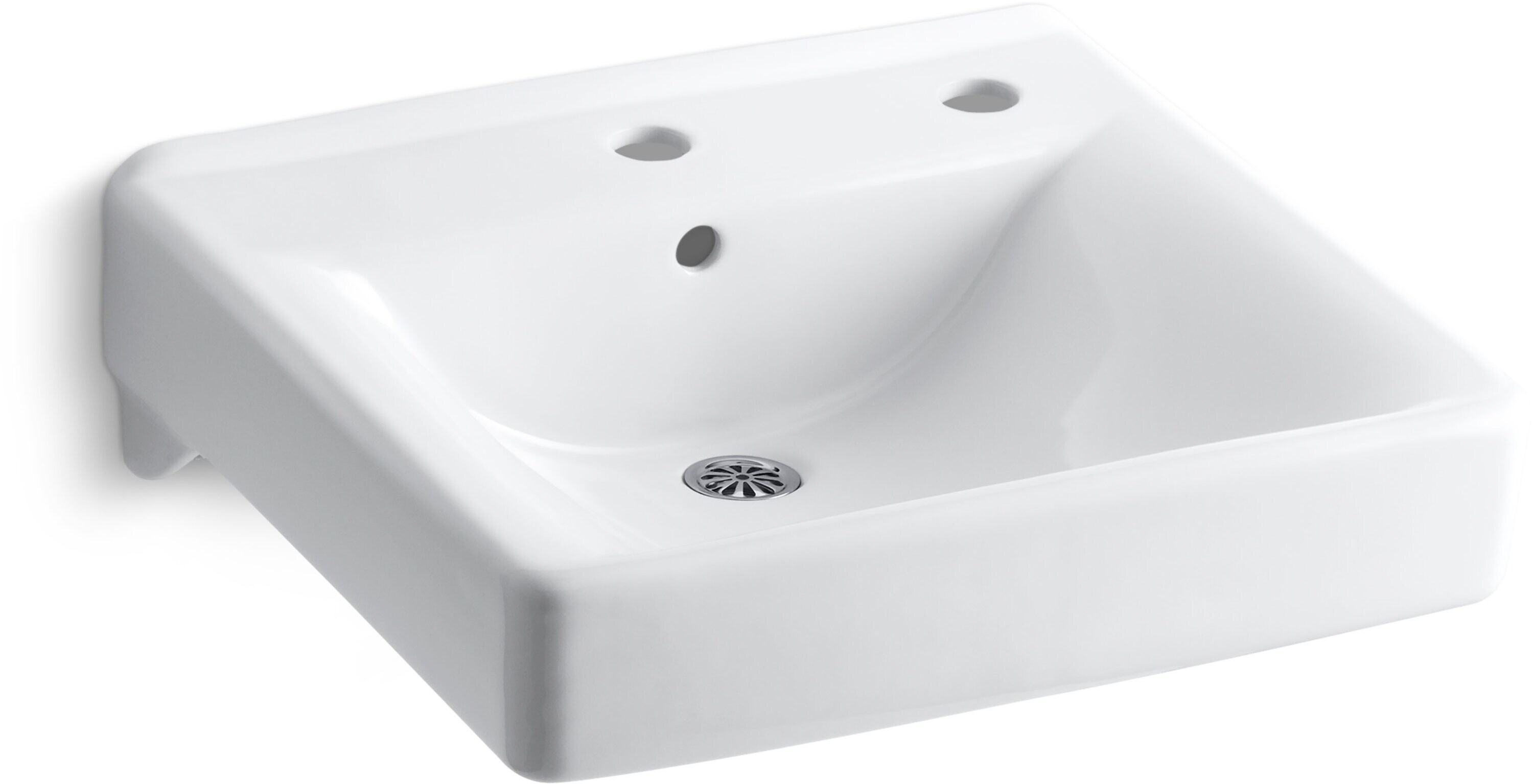KOHLER 2084-R-0 Soho Vitreous China 18.0-in Wall-mount Rectangular Traditional White Bathroom Sink
