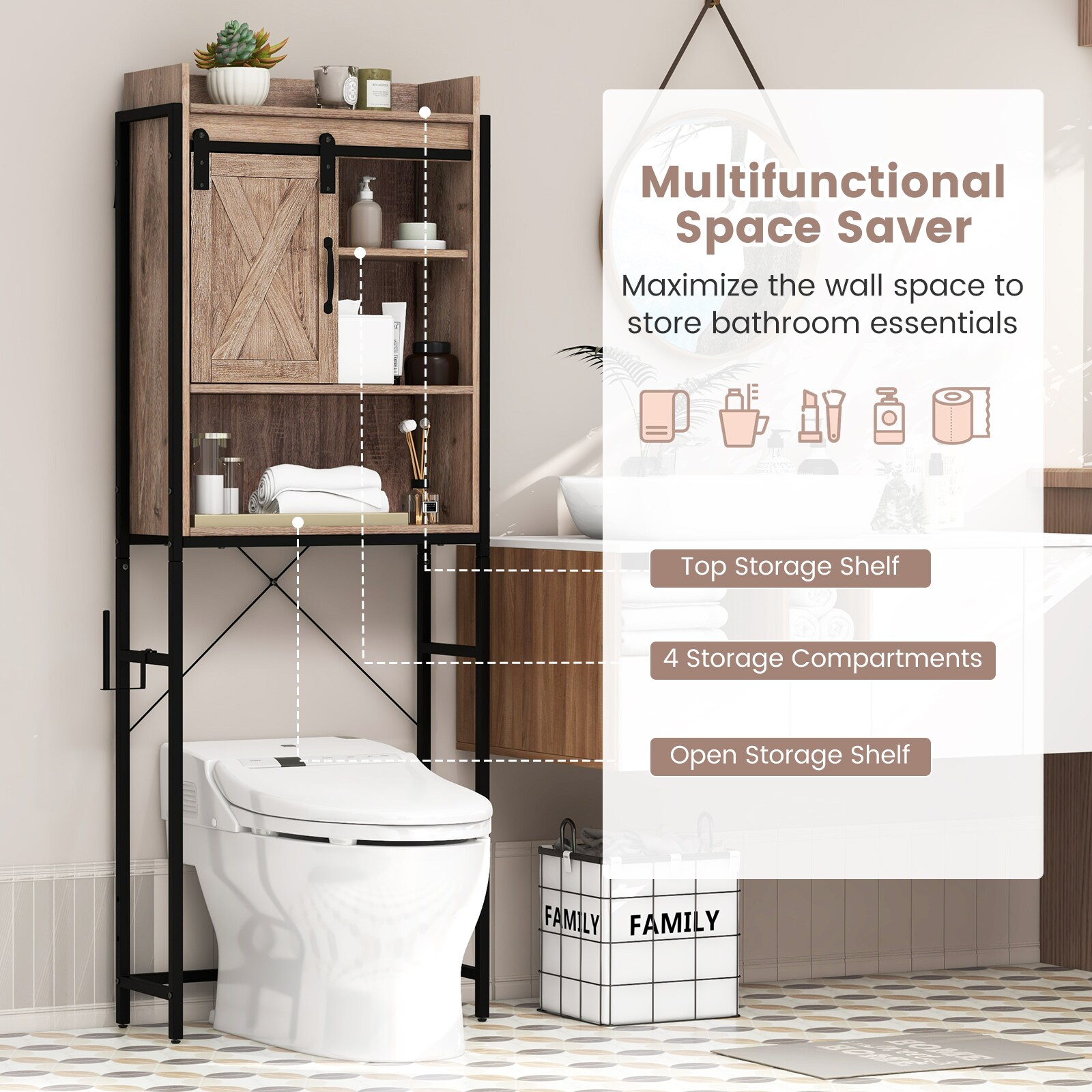 Forclover HYFE-7886GR Bathroom-Wall-Cabinets - View #3