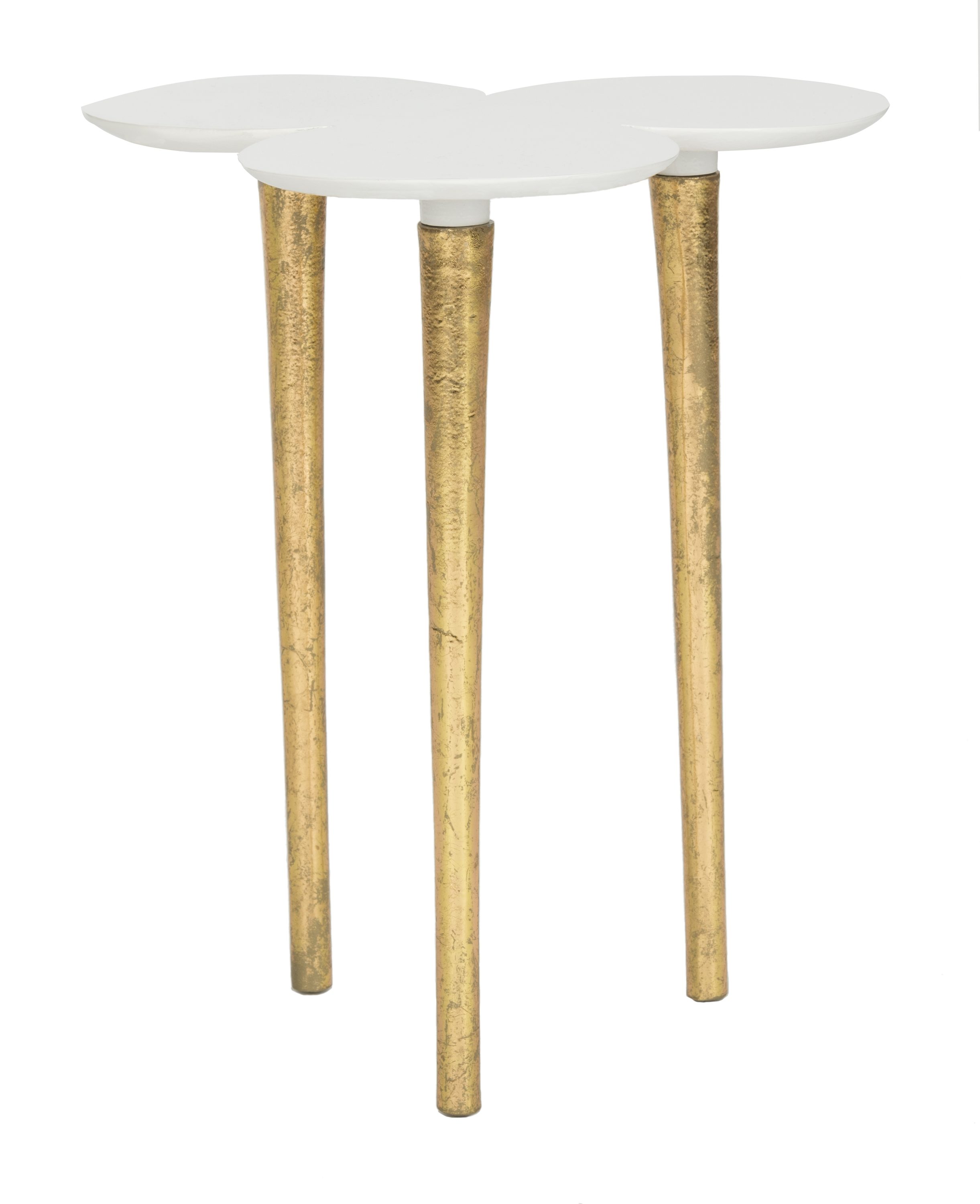 Safavieh FOX3213A Aria 14.5-in W x 17.5-in H White/Gold Metal Glam End Table Assembly Required