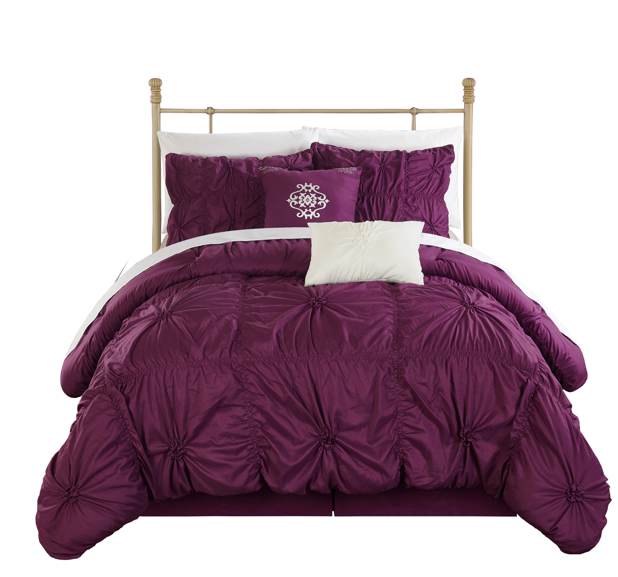 Chic Home Design CS1439-LW Halpert 6-Piece Purple King Comforter Set
