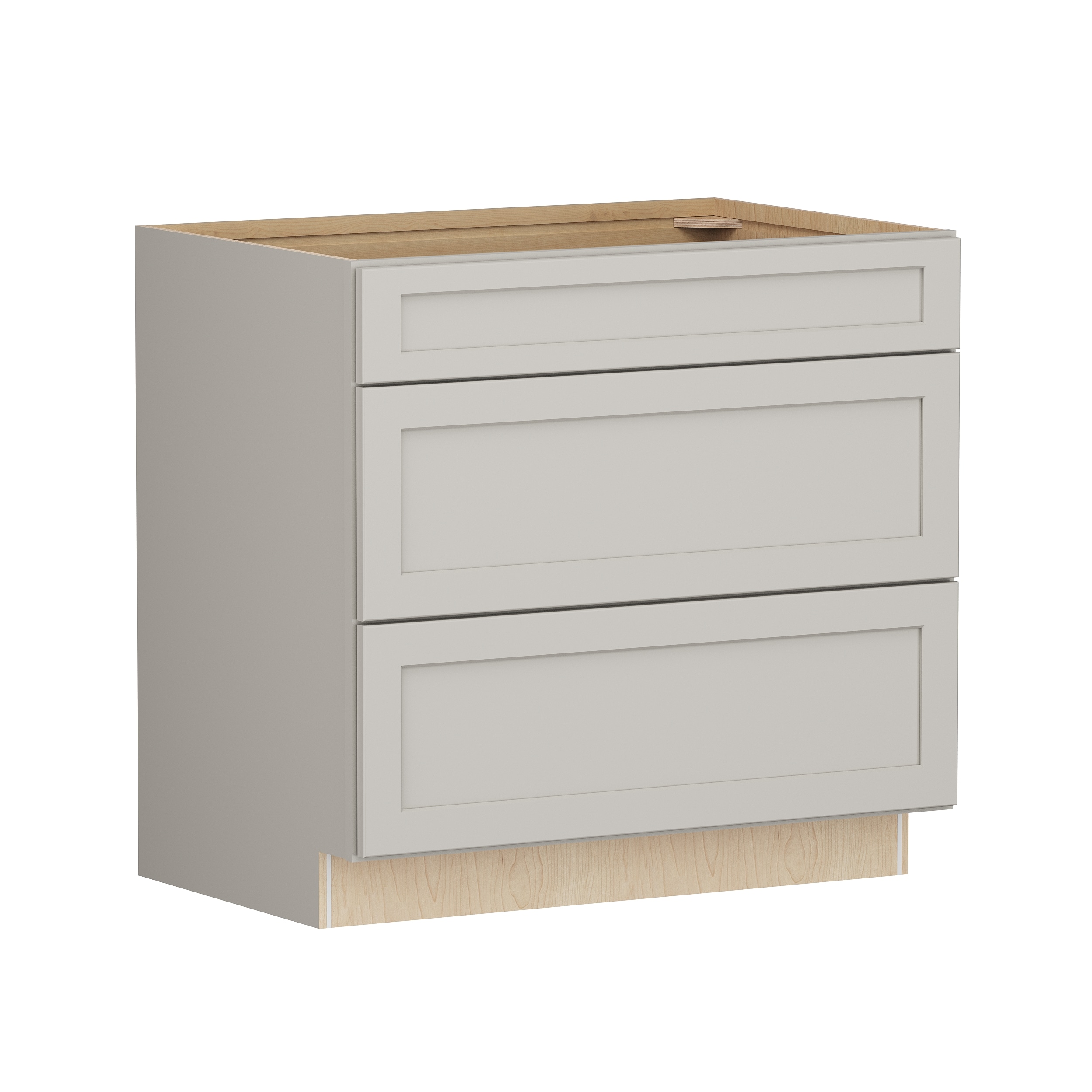 Shenandoah PRO Express SPE 90MYS-21363 Breckenridge 36-in W x 34.5-in H x 24-in D Stone Full Overlay Maple 3 -Drawers Drawer Base Fully assembled Plywood Cabinet (Recessed Panel Shaker)
