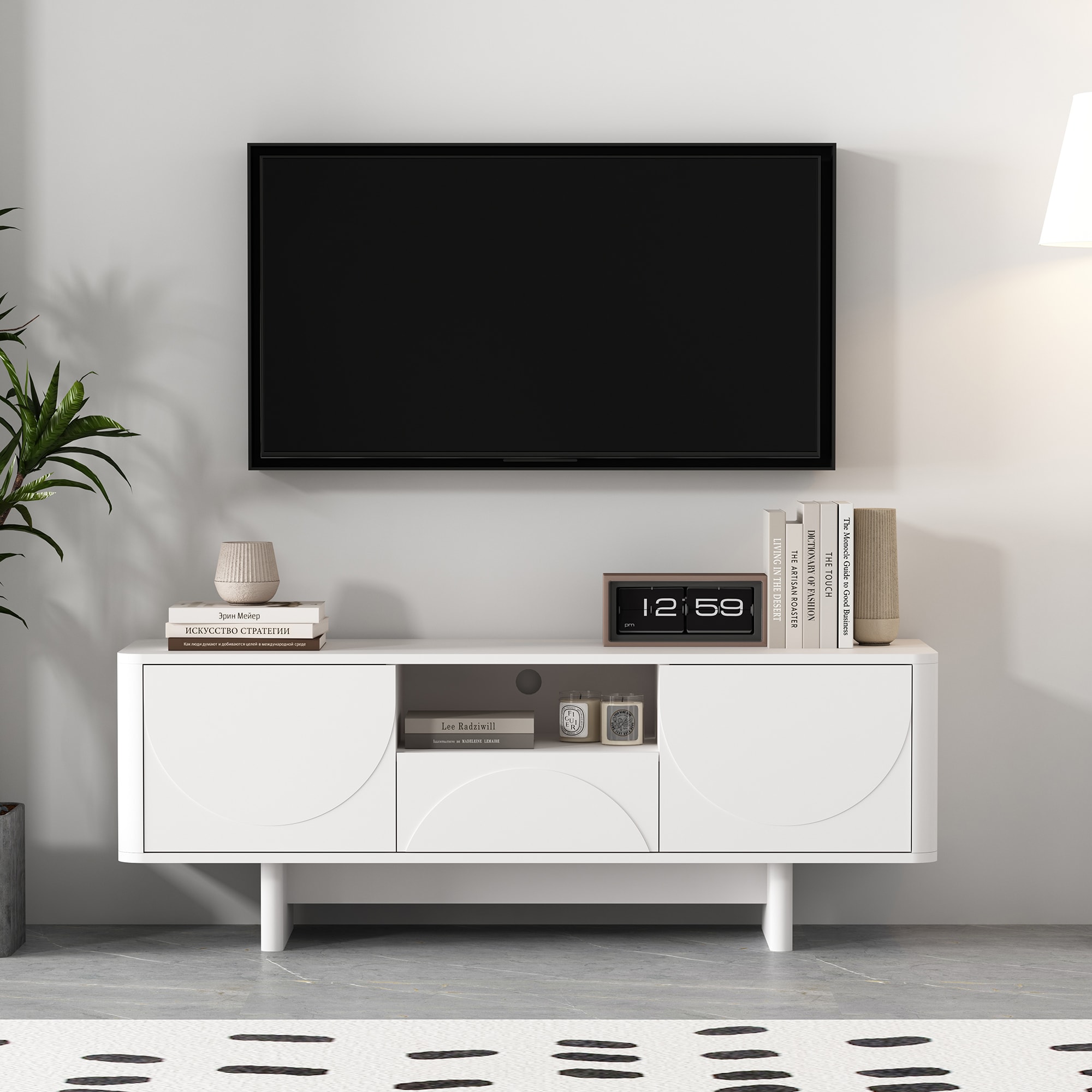 Manhattan Comfort TV007-WH Modern/Contemporary White TV stand ( Accommodates TVs up to 55-in )