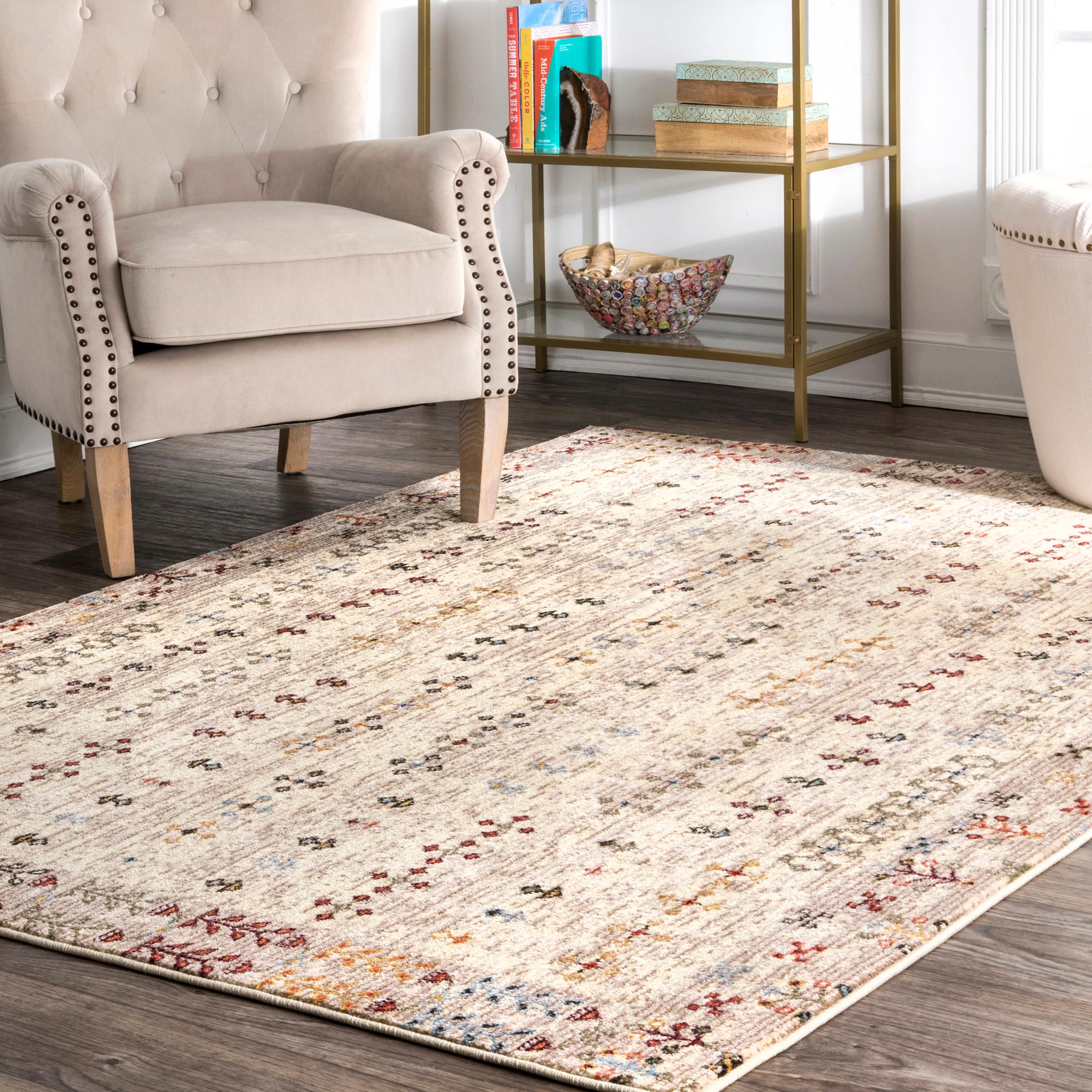 nuLOOM KSRS07A-6709 7 x 9 (ft) Loomed Polypropylene Beige Rectangular Indoor Distressed/Overdyed Vintage Area rug