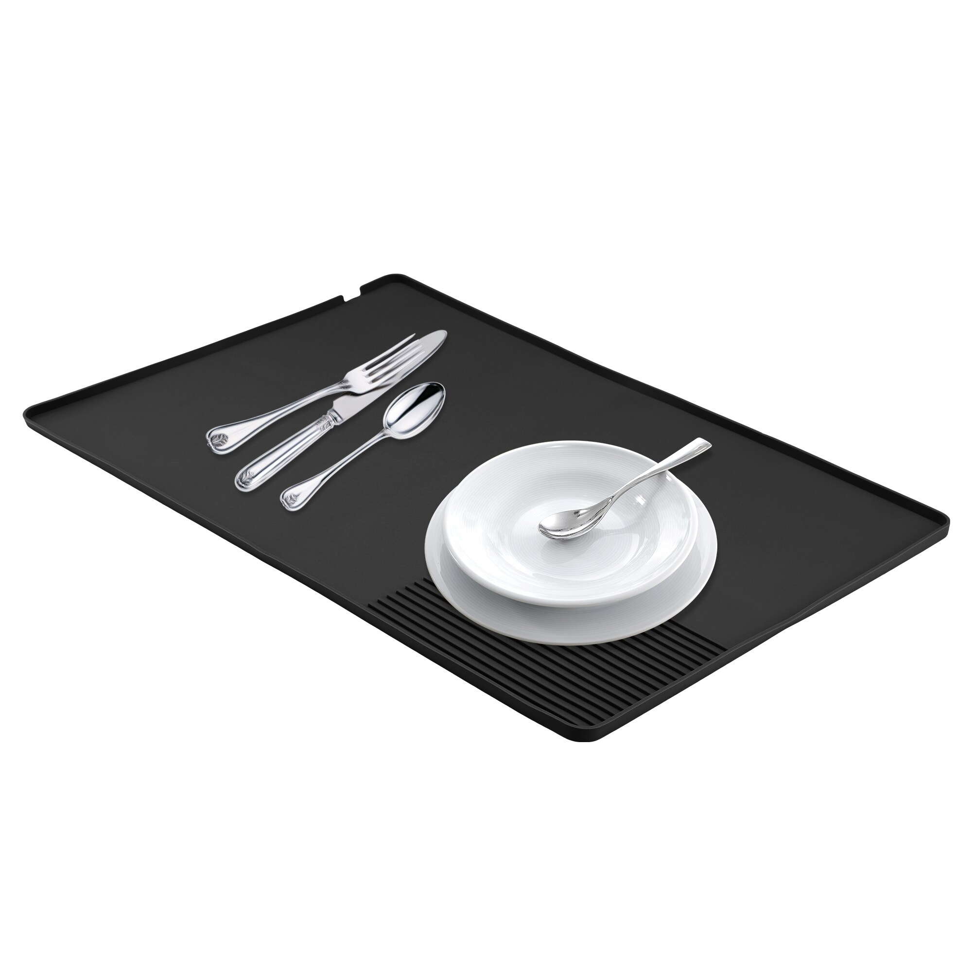 Unique Bargains S25122900UX1679 Silicone Coffee Mat Removable Bar Mat with Concave and Convex Design Leak-Proof and Non-Slip Silicone Mats for Kitchen Counter 23.6x15.7 inch Black