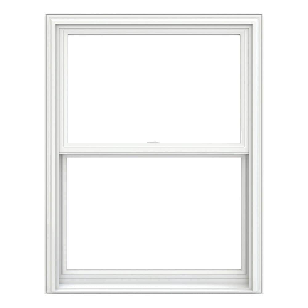 JELD-WEN JWPRO240200112 V-2500 31-3/4-in x 37-1/2-in White White Vinyl Replacement Double Hung Window Low-E argon Double Pane Glass (Full Screen Included)
